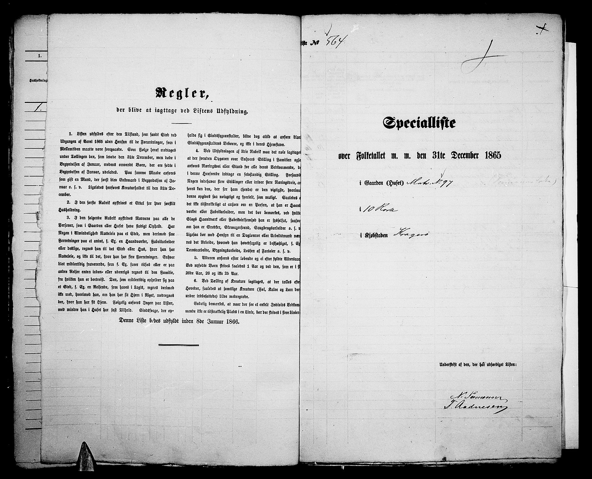 RA, 1865 census for Kragerø/Kragerø, 1865, p. 1144