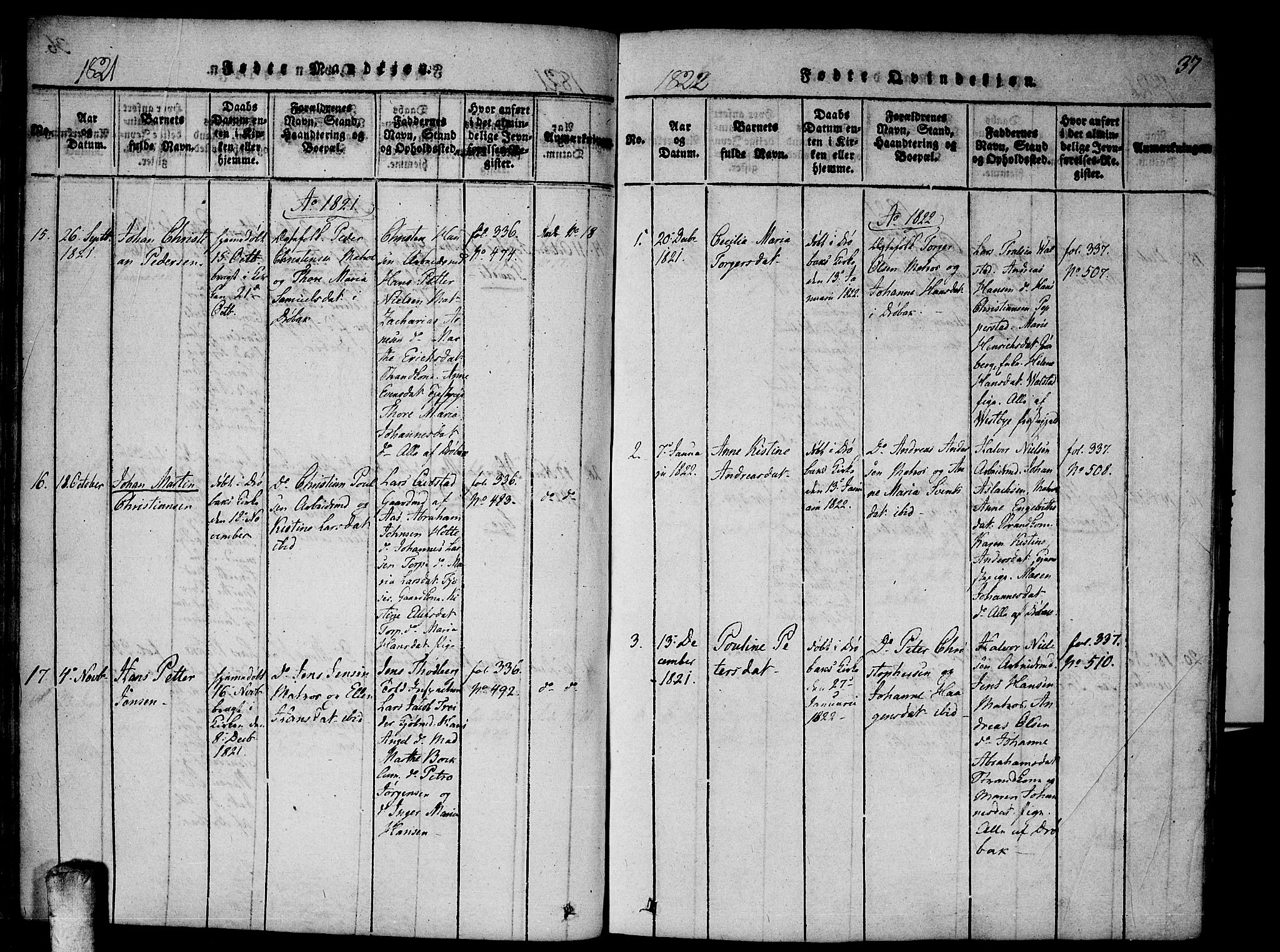 Drøbak prestekontor Kirkebøker, AV/SAO-A-10142a/F/Fa/L0001: Parish register (official) no. I 1, 1816-1842, p. 37