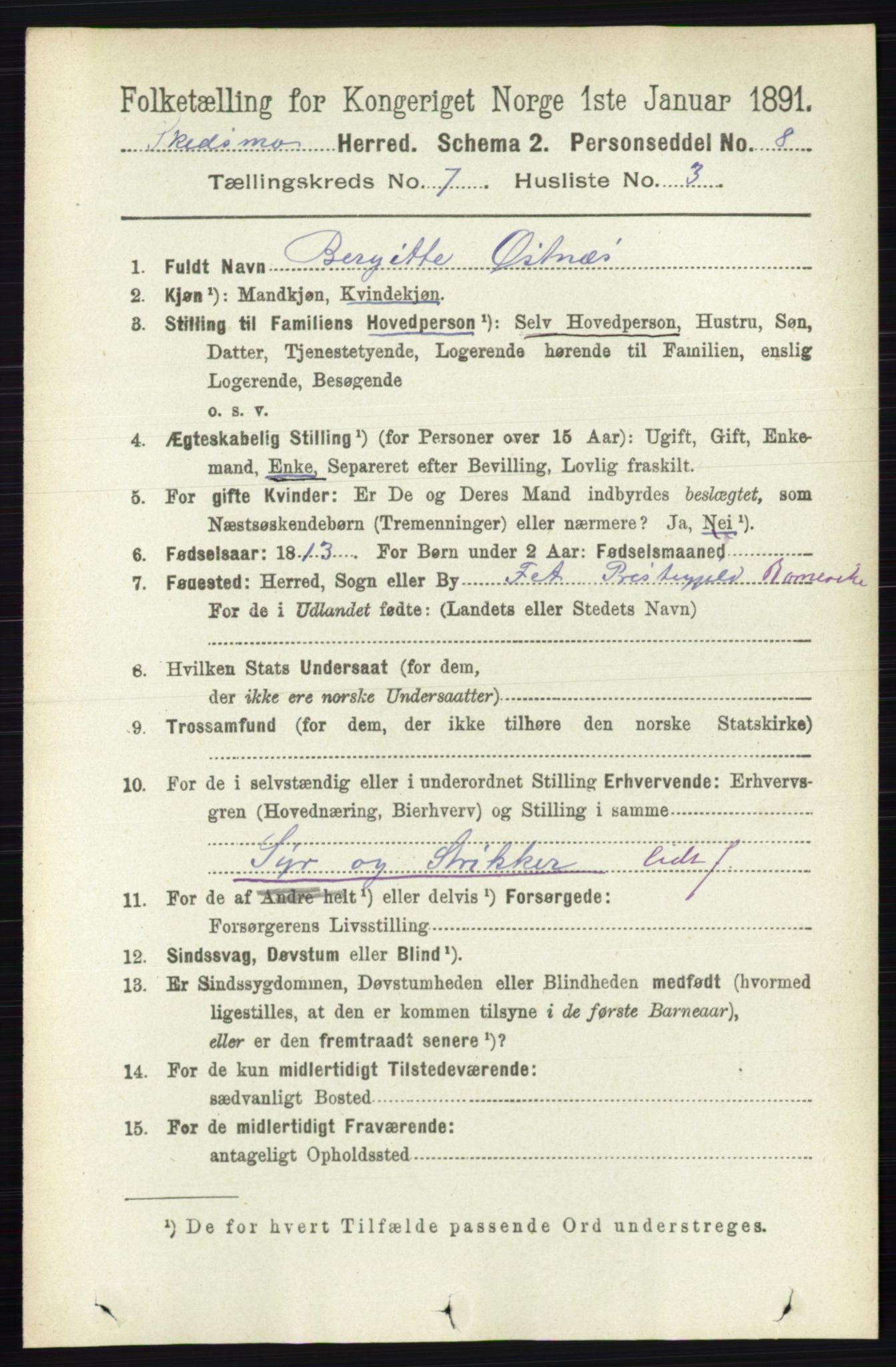 RA, 1891 census for 0231 Skedsmo, 1891, p. 3368
