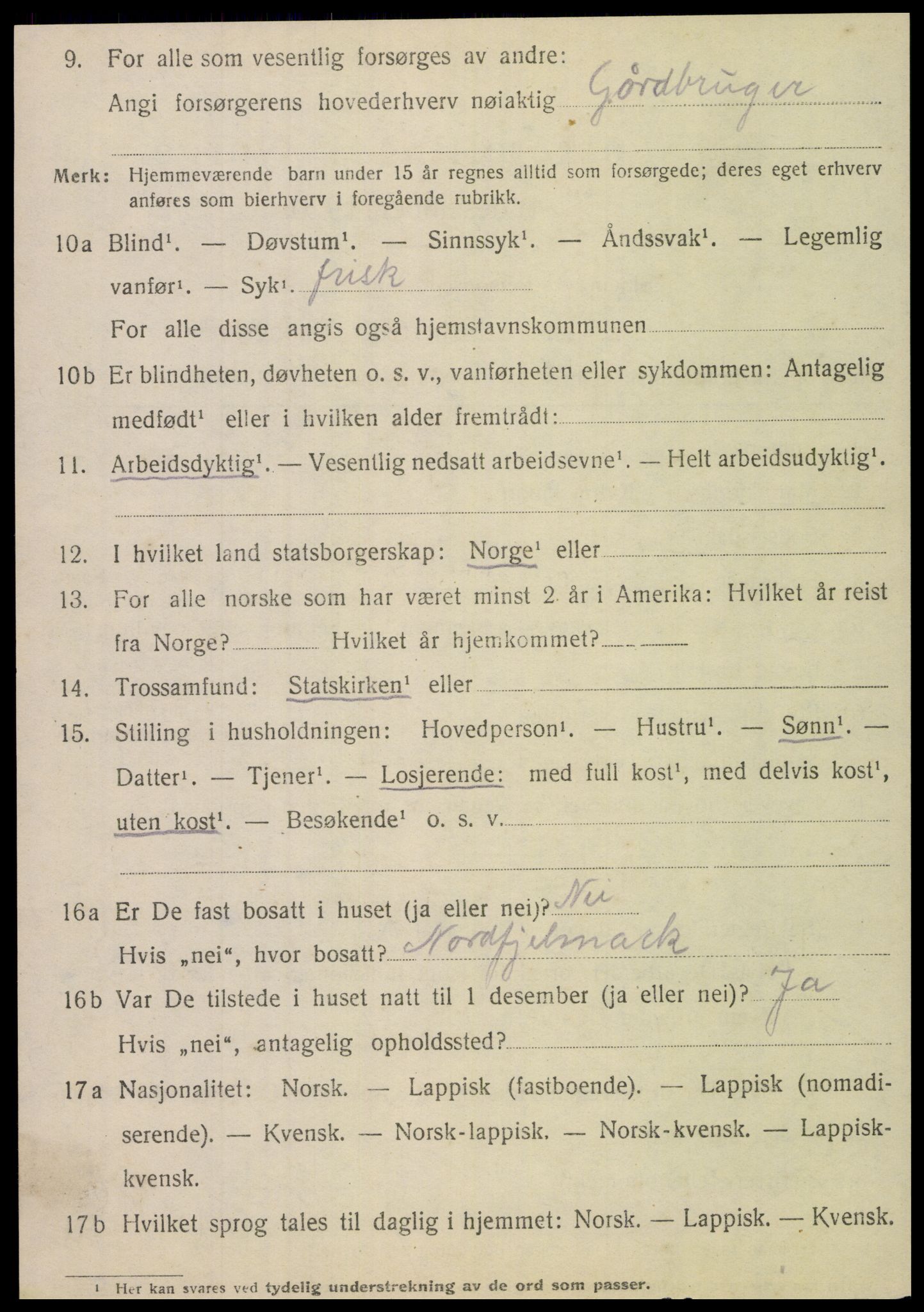 SAT, 1920 census for Velfjord, 1920, p. 2704