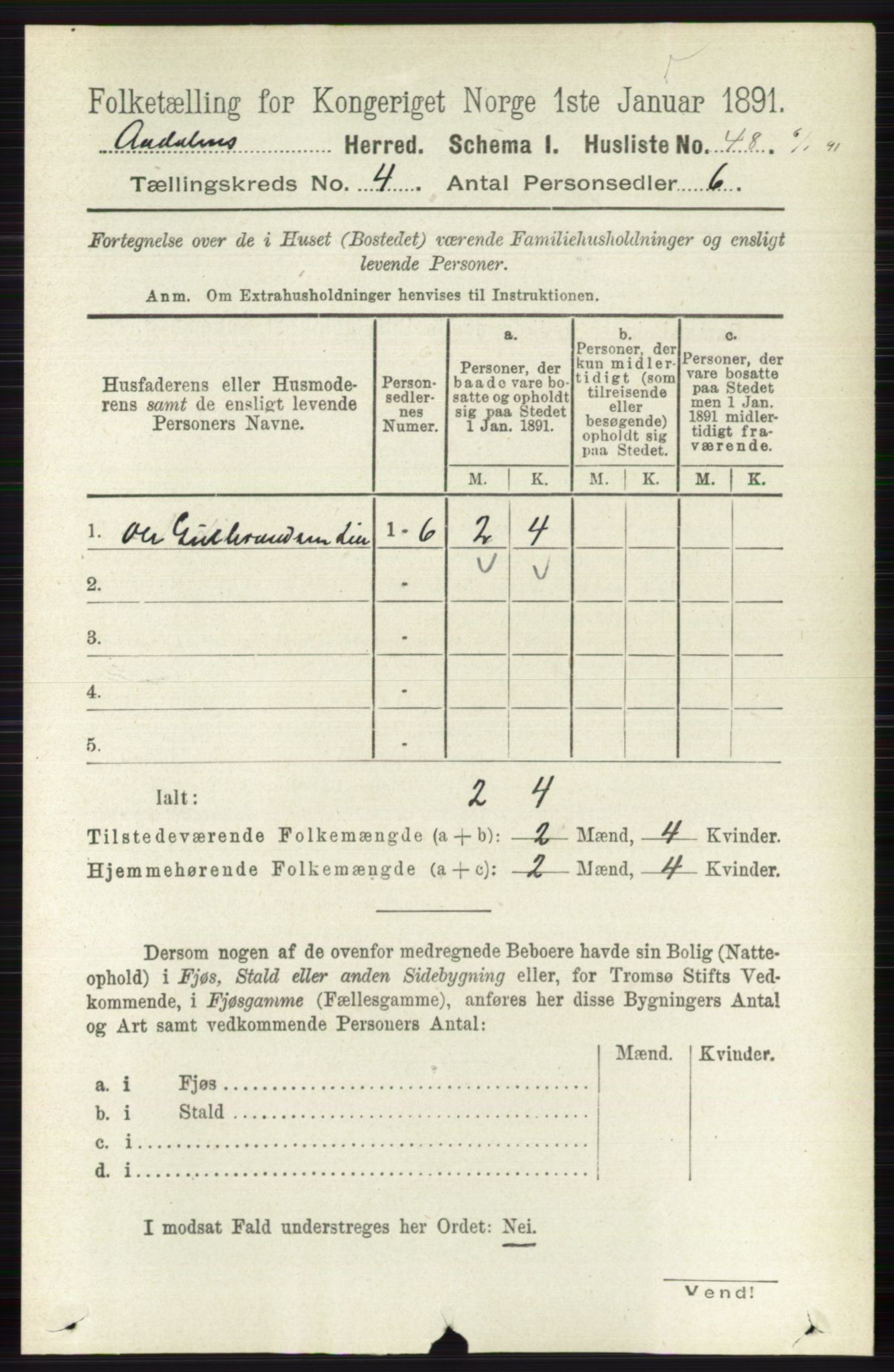 RA, 1891 census for 0614 Ådal, 1891, p. 1498