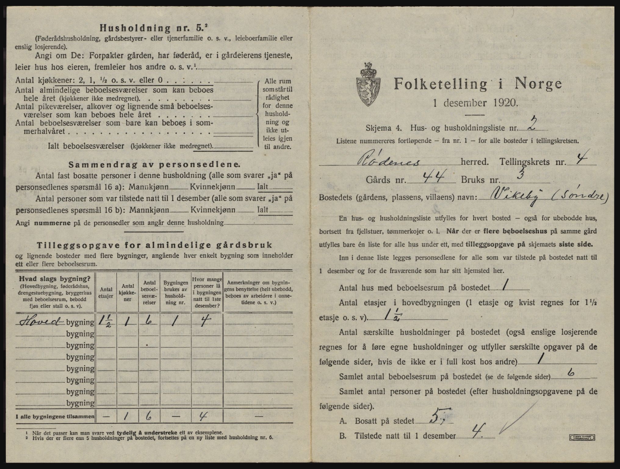 SAO, 1920 census for Rødenes, 1920, p. 390