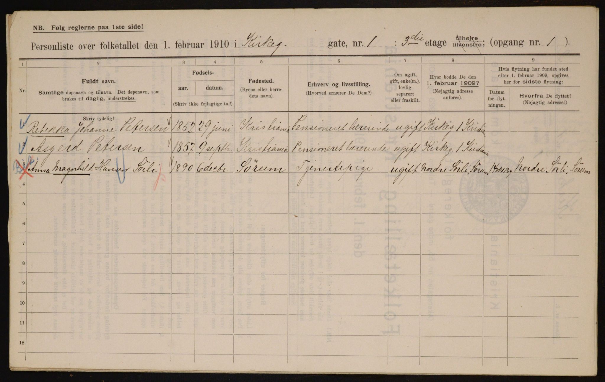 OBA, Municipal Census 1910 for Kristiania, 1910, p. 48202