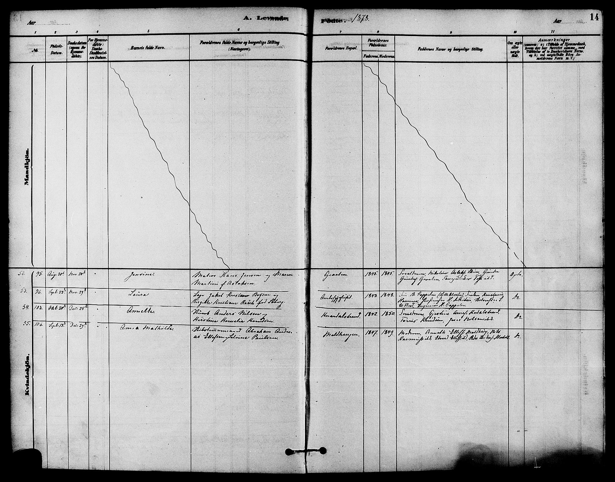 Solum kirkebøker, AV/SAKO-A-306/F/Fa/L0009: Parish register (official) no. I 9, 1877-1887, p. 14