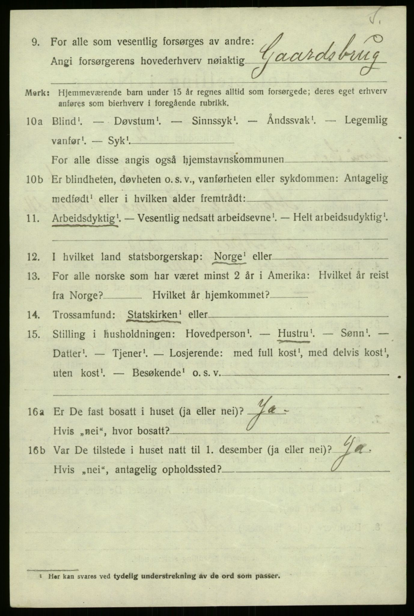 SAB, 1920 census for Kinn, 1920, p. 9852