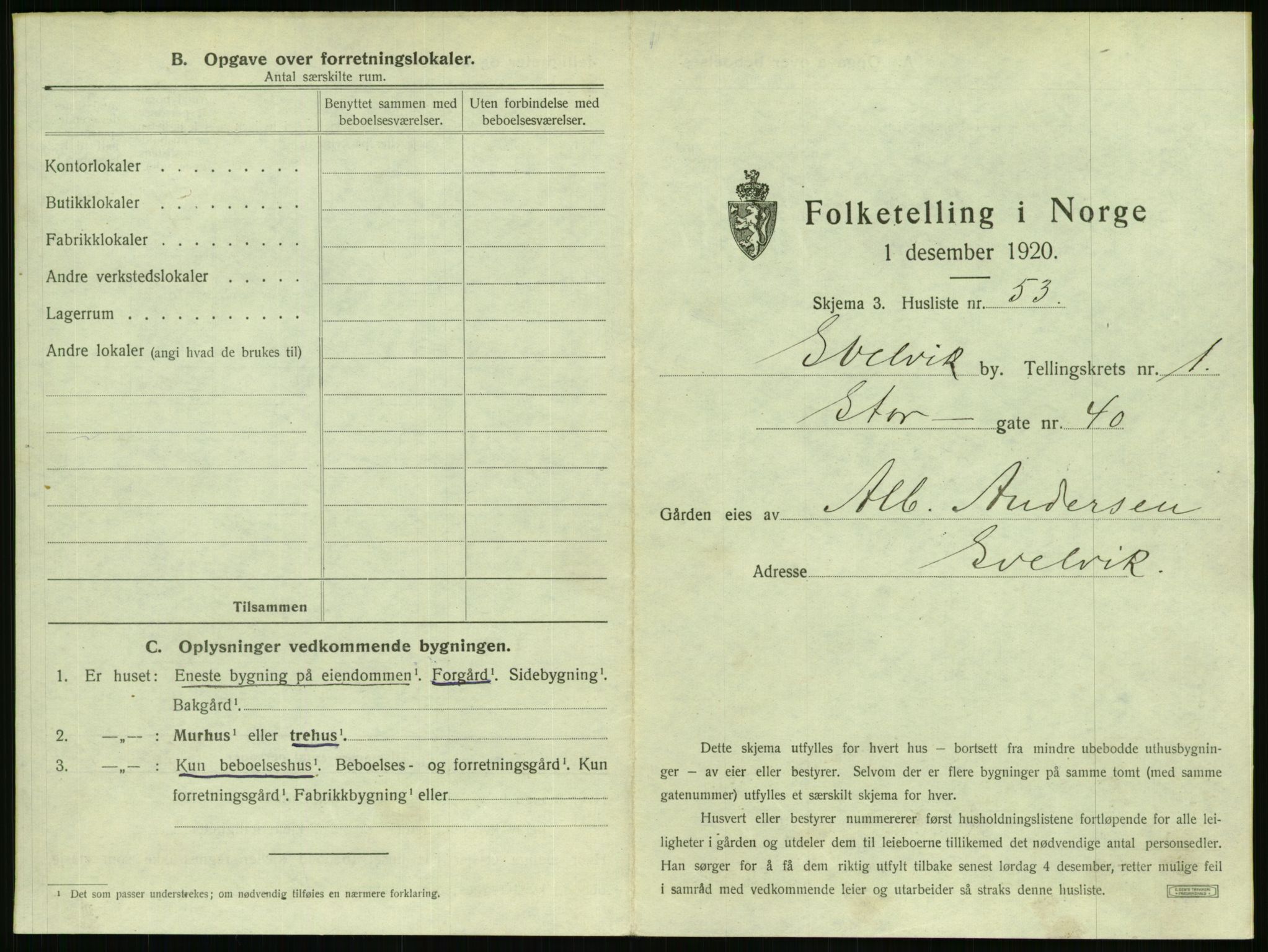 SAKO, 1920 census for Svelvik, 1920, p. 123