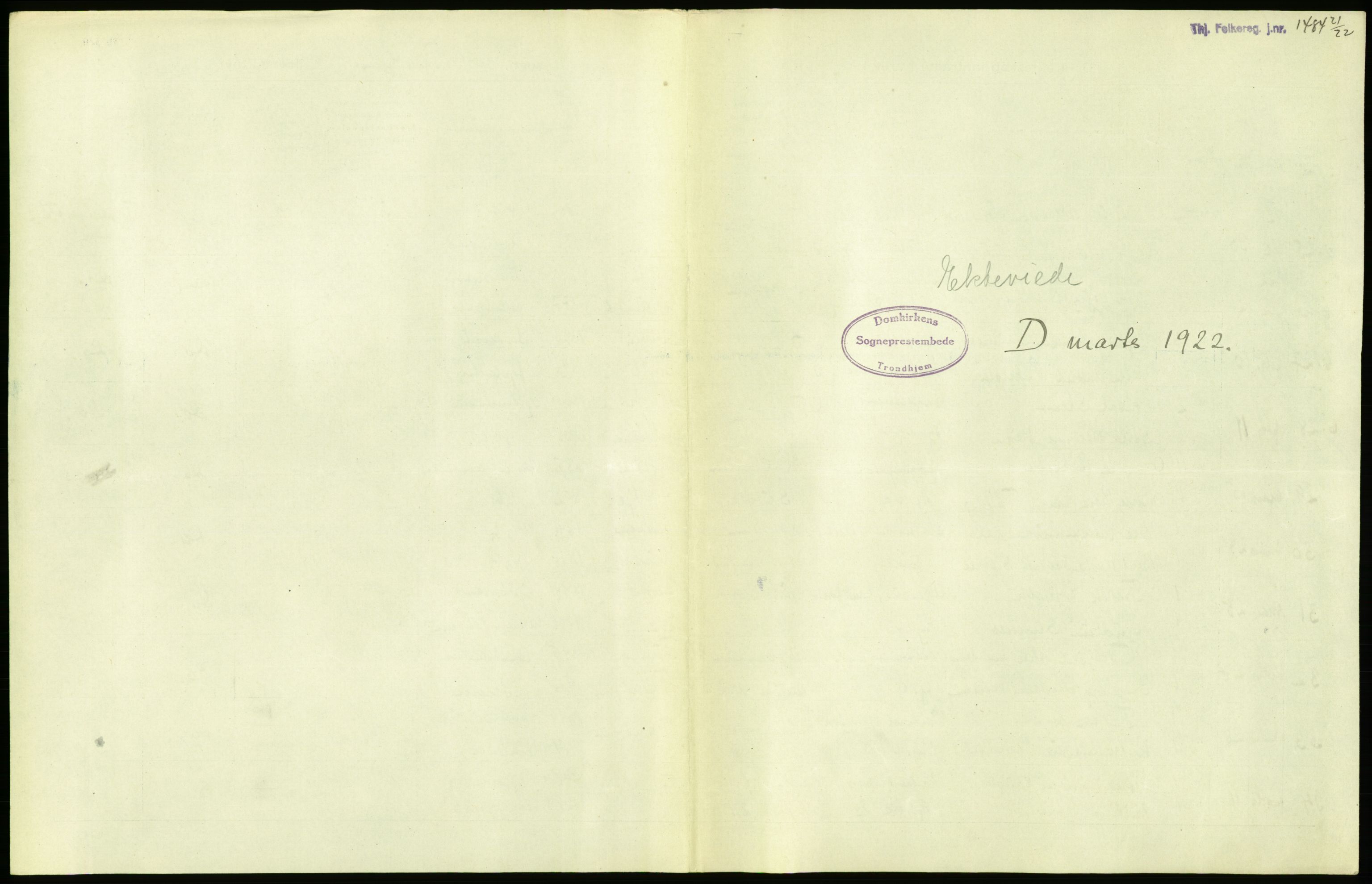 Statistisk sentralbyrå, Sosiodemografiske emner, Befolkning, AV/RA-S-2228/D/Df/Dfc/Dfcb/L0040: Trondheim: Gifte, døde, dødfødte., 1922, p. 11