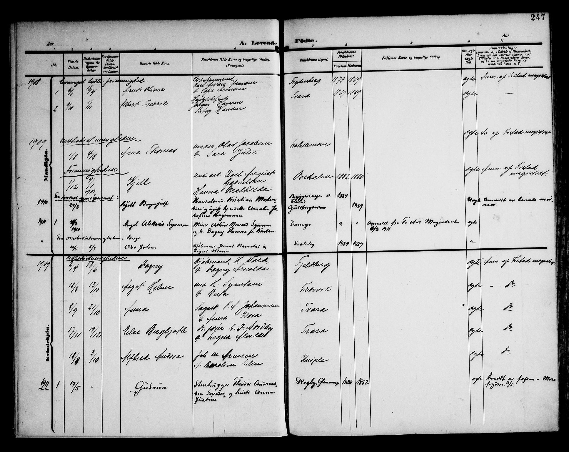 Glemmen prestekontor Kirkebøker, SAO/A-10908/F/Fa/L0014: Parish register (official) no. 14, 1902-1922, p. 247