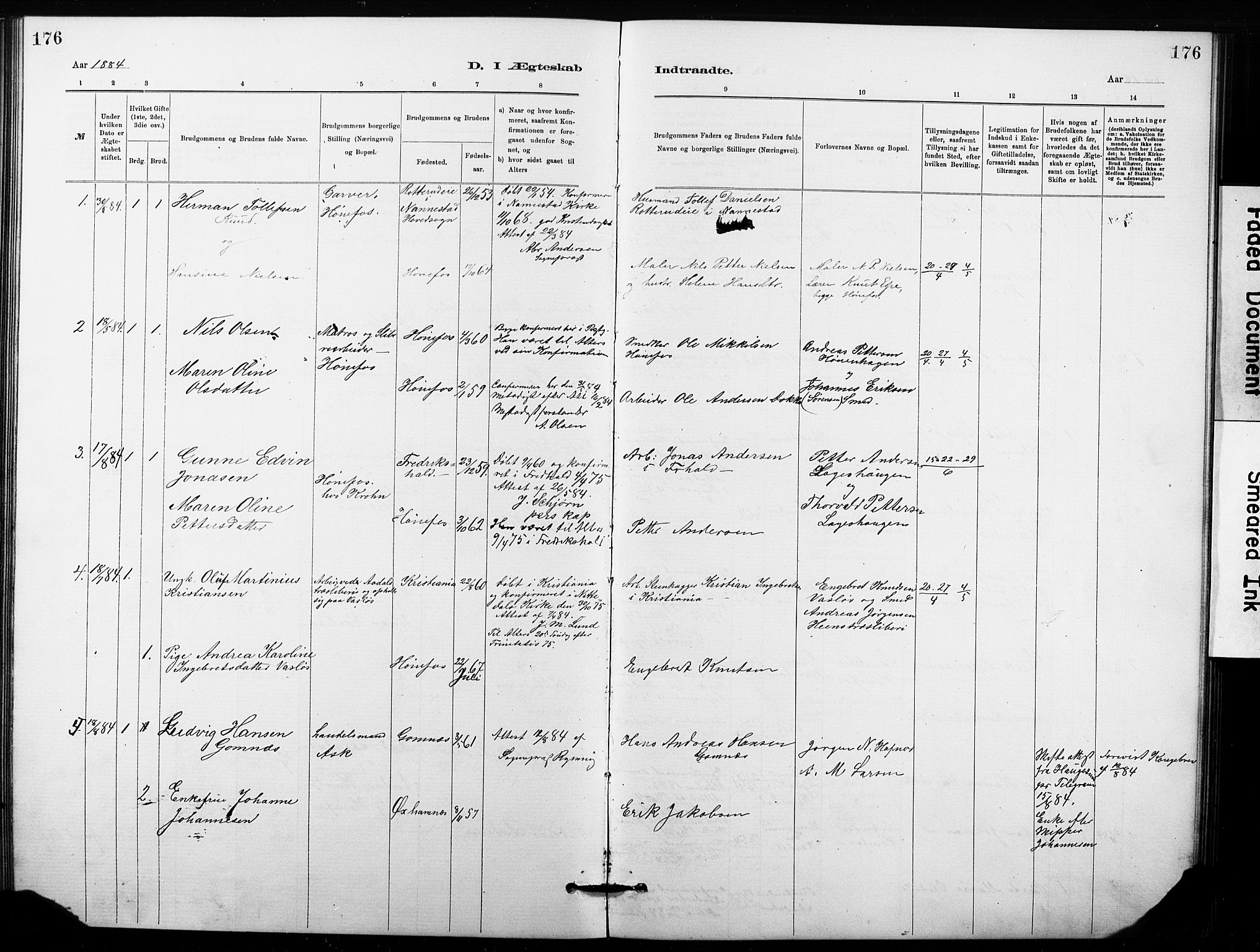 Hønefoss kirkebøker, AV/SAKO-A-609/G/Ga/L0001: Parish register (copy) no. 1, 1870-1887, p. 176