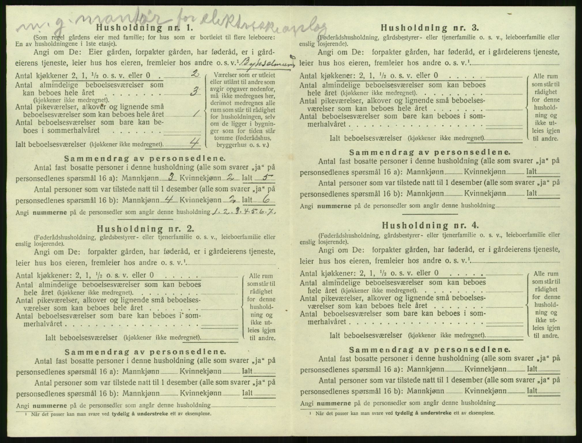 SAT, 1920 census for Sunnylven, 1920, p. 499