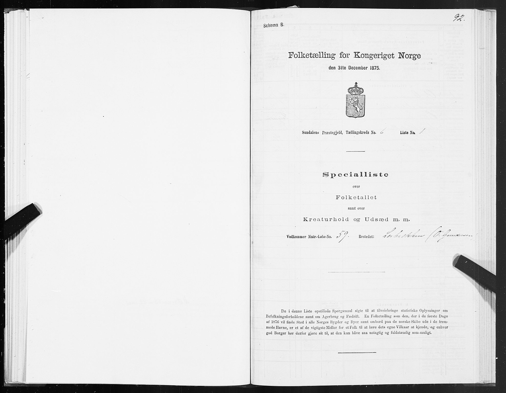 SAT, 1875 census for 1563P Sunndal, 1875, p. 2092