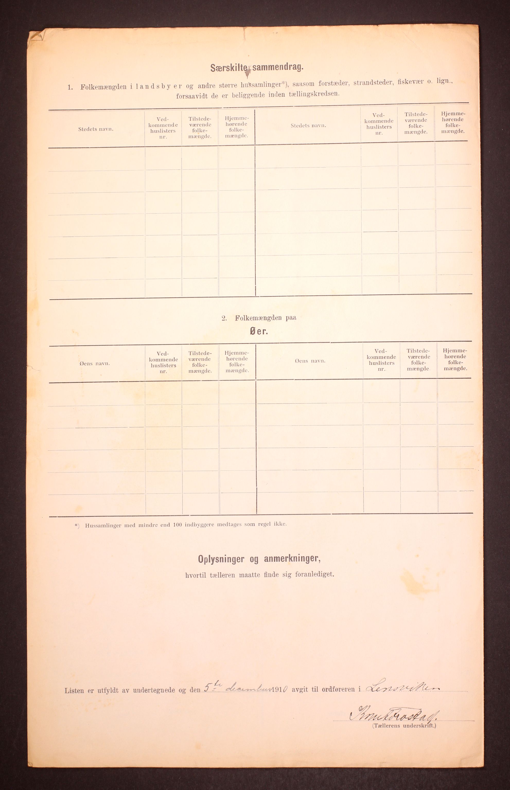 RA, 1910 census for Lensvik, 1910, p. 9