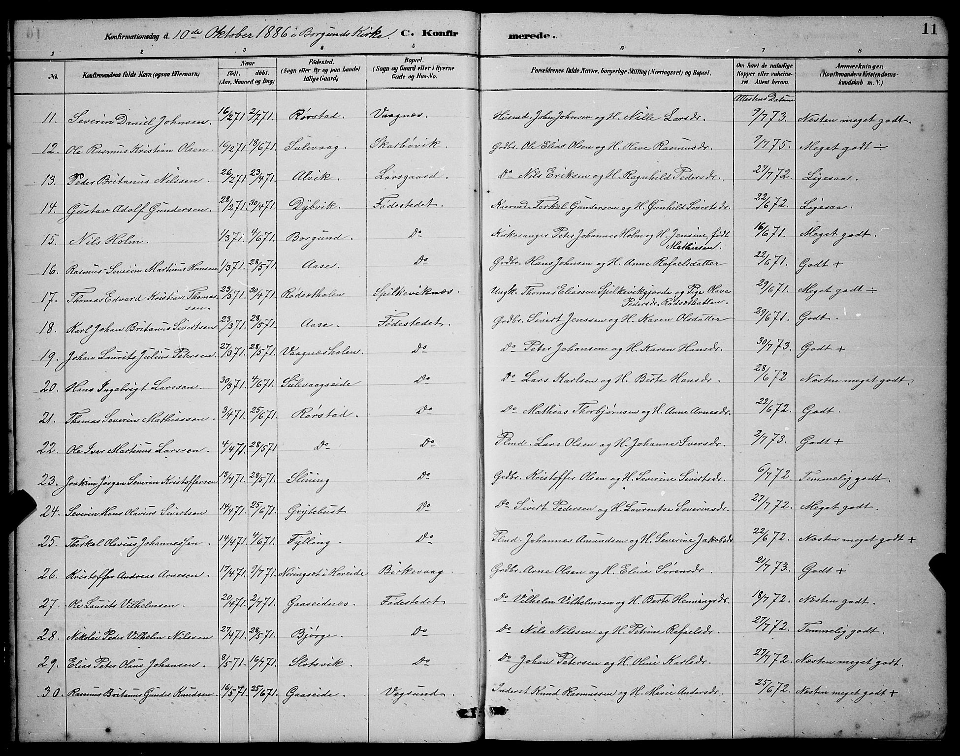 Ministerialprotokoller, klokkerbøker og fødselsregistre - Møre og Romsdal, SAT/A-1454/528/L0430: Parish register (copy) no. 528C11, 1884-1899, p. 12