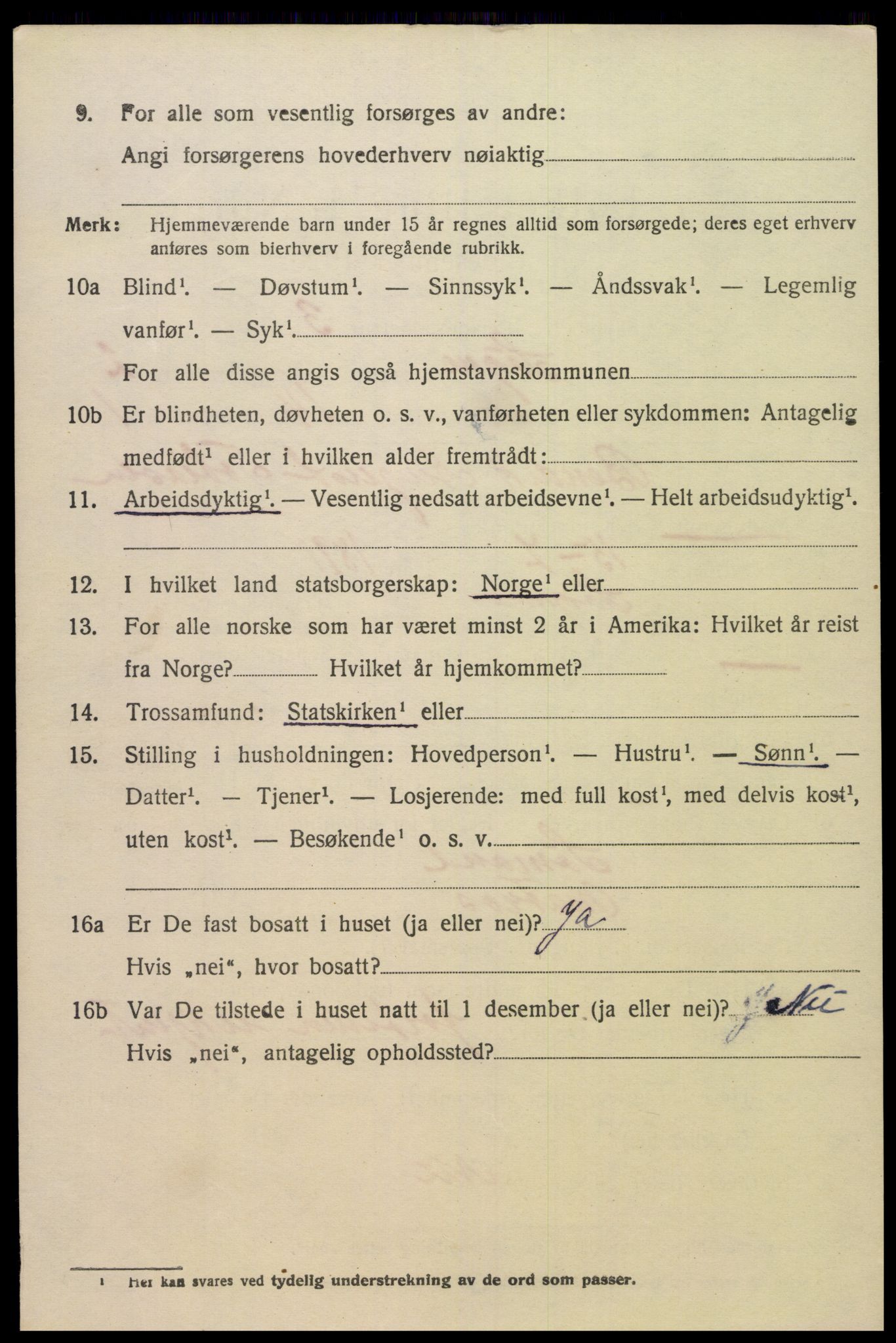 SAK, 1920 census for Søgne, 1920, p. 1640