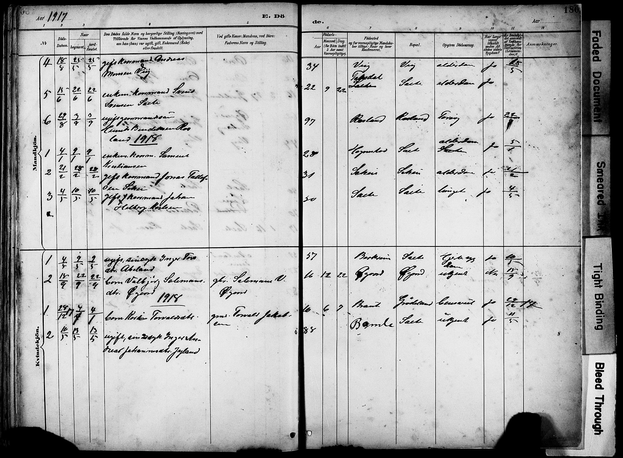 Klepp sokneprestkontor, SAST/A-101803/001/3/30BB/L0005: Parish register (copy) no. B 5, 1889-1918, p. 180