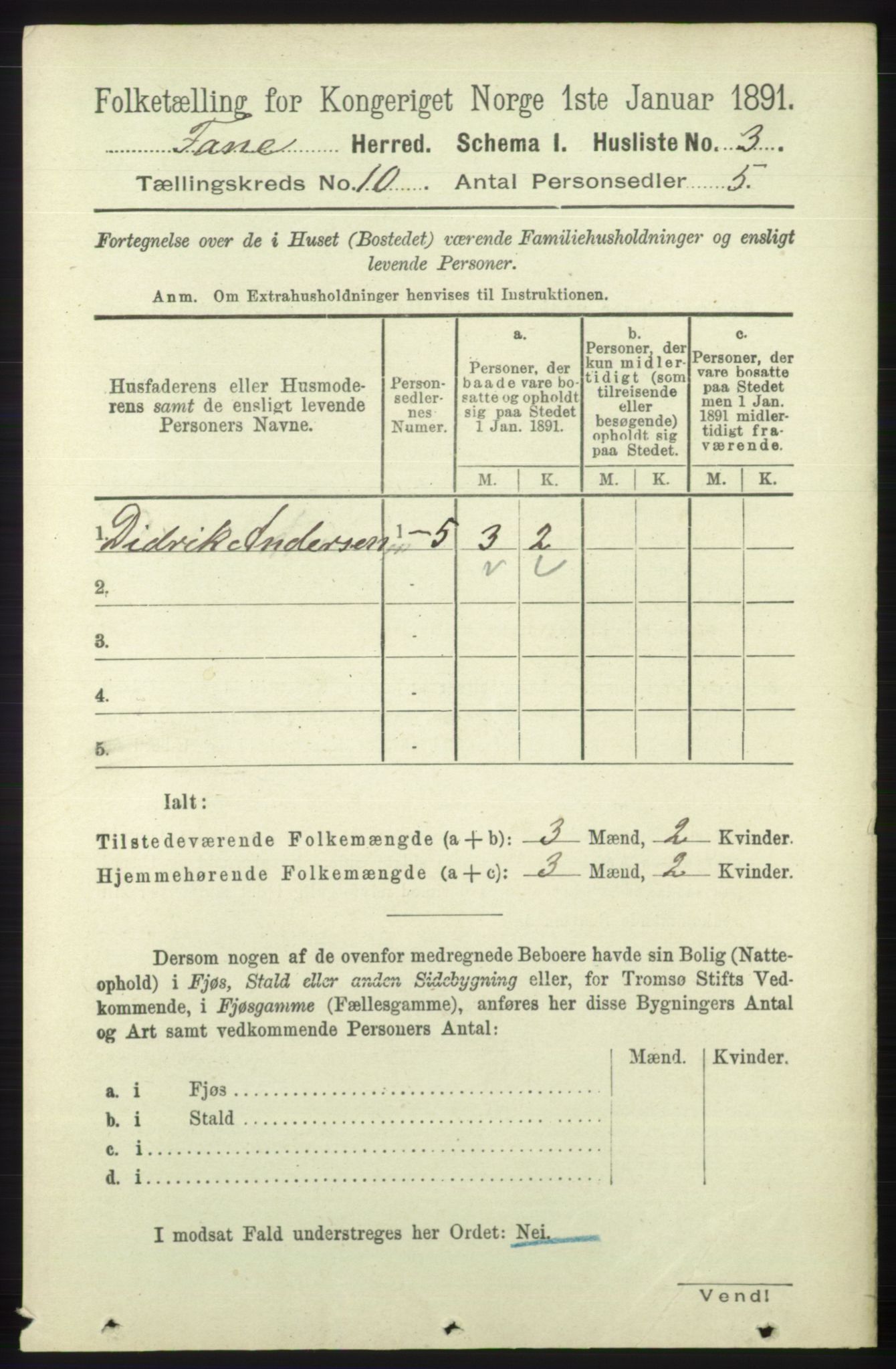 RA, 1891 census for 1249 Fana, 1891, p. 5351
