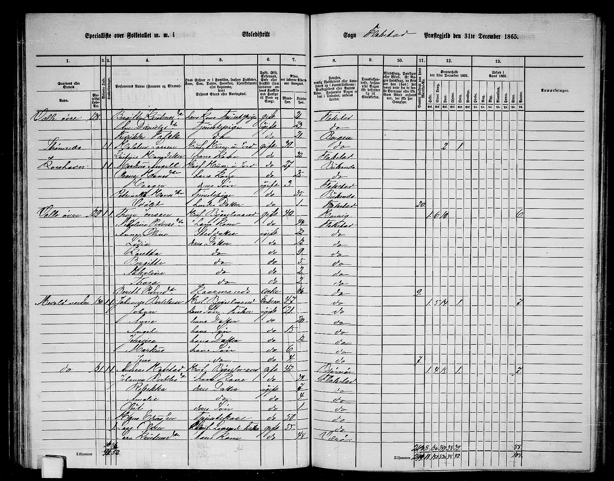 RA, 1865 census for Flakstad, 1865, p. 37