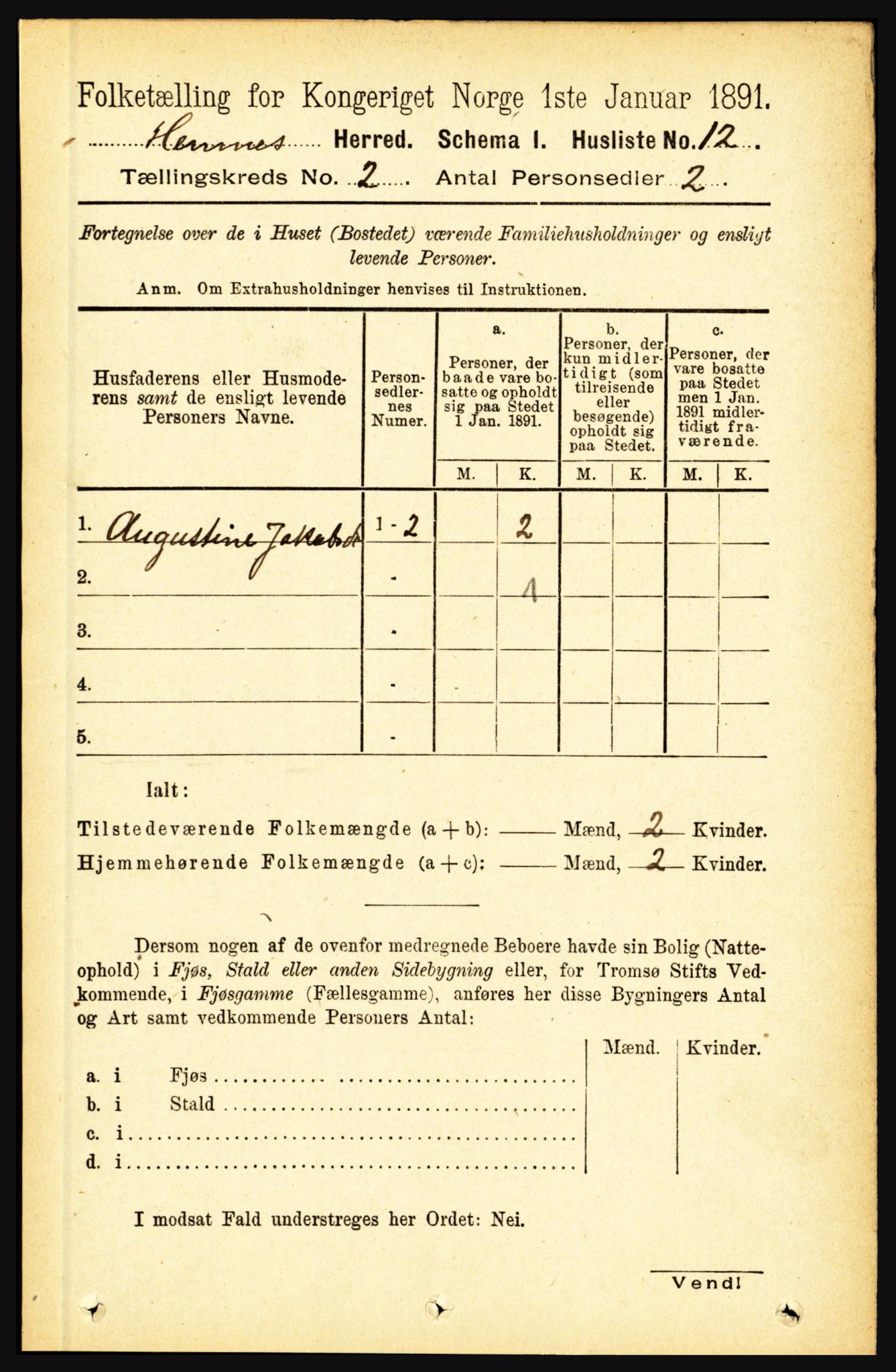 RA, 1891 census for 1832 Hemnes, 1891, p. 1224