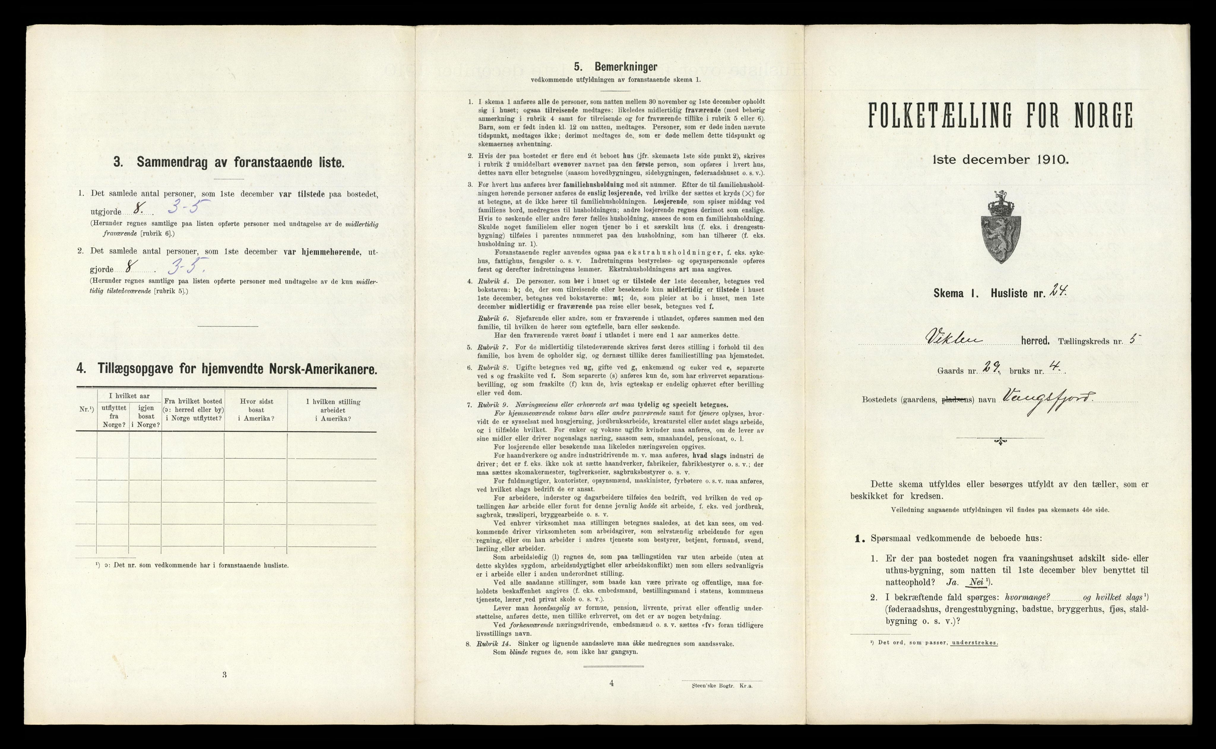 RA, 1910 census for Vikna, 1910, p. 559