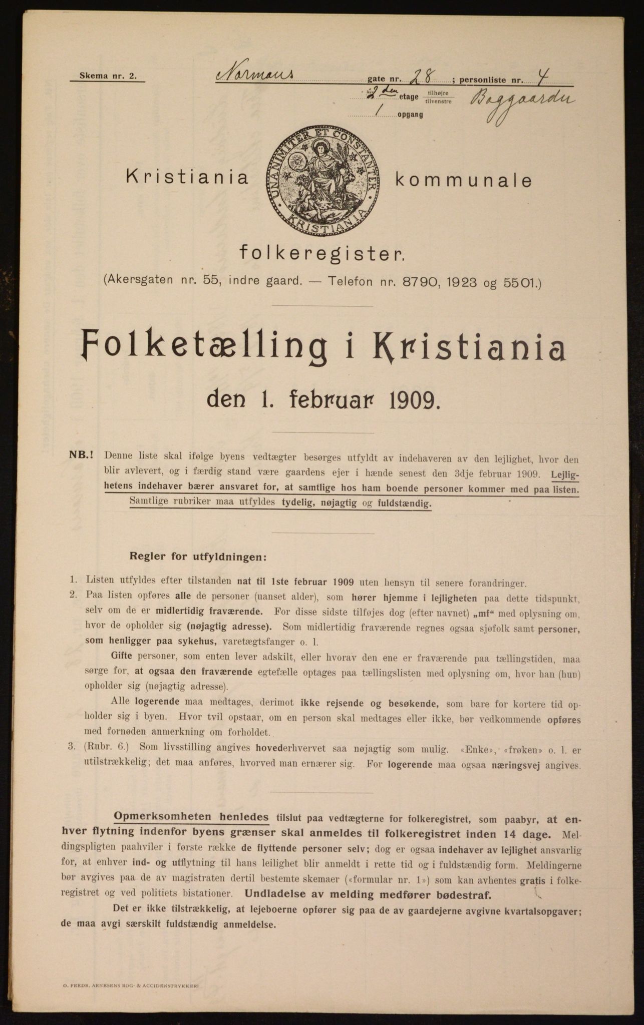 OBA, Municipal Census 1909 for Kristiania, 1909, p. 66593