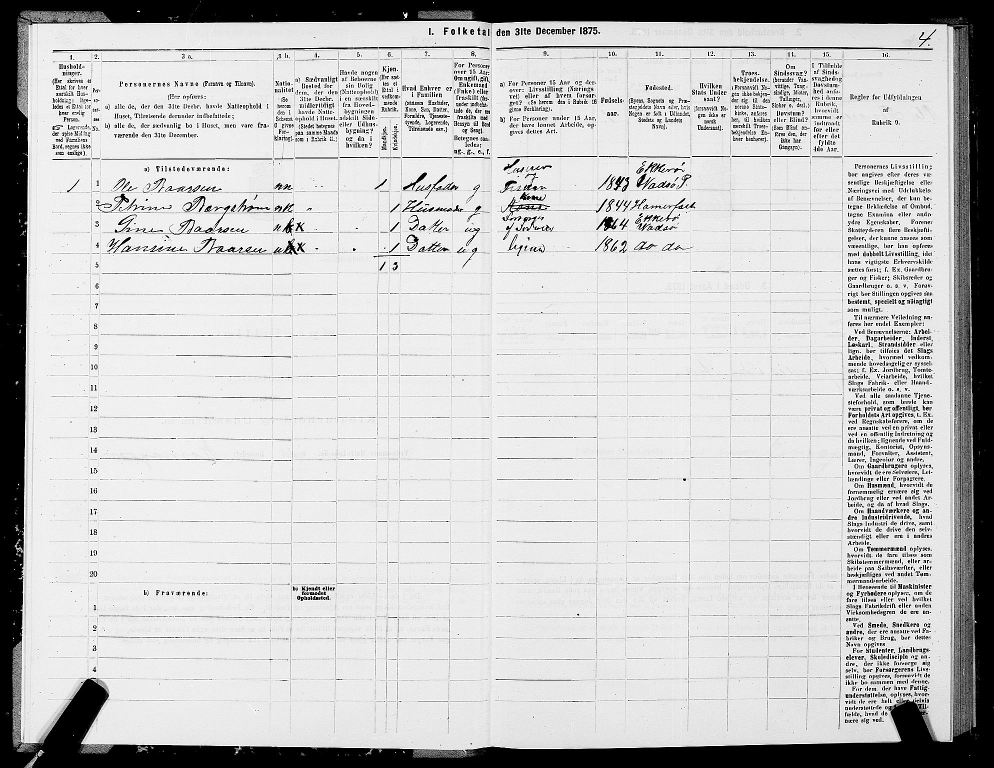 SATØ, 1875 census for 2028L Vardø/Vardø, 1875, p. 1004