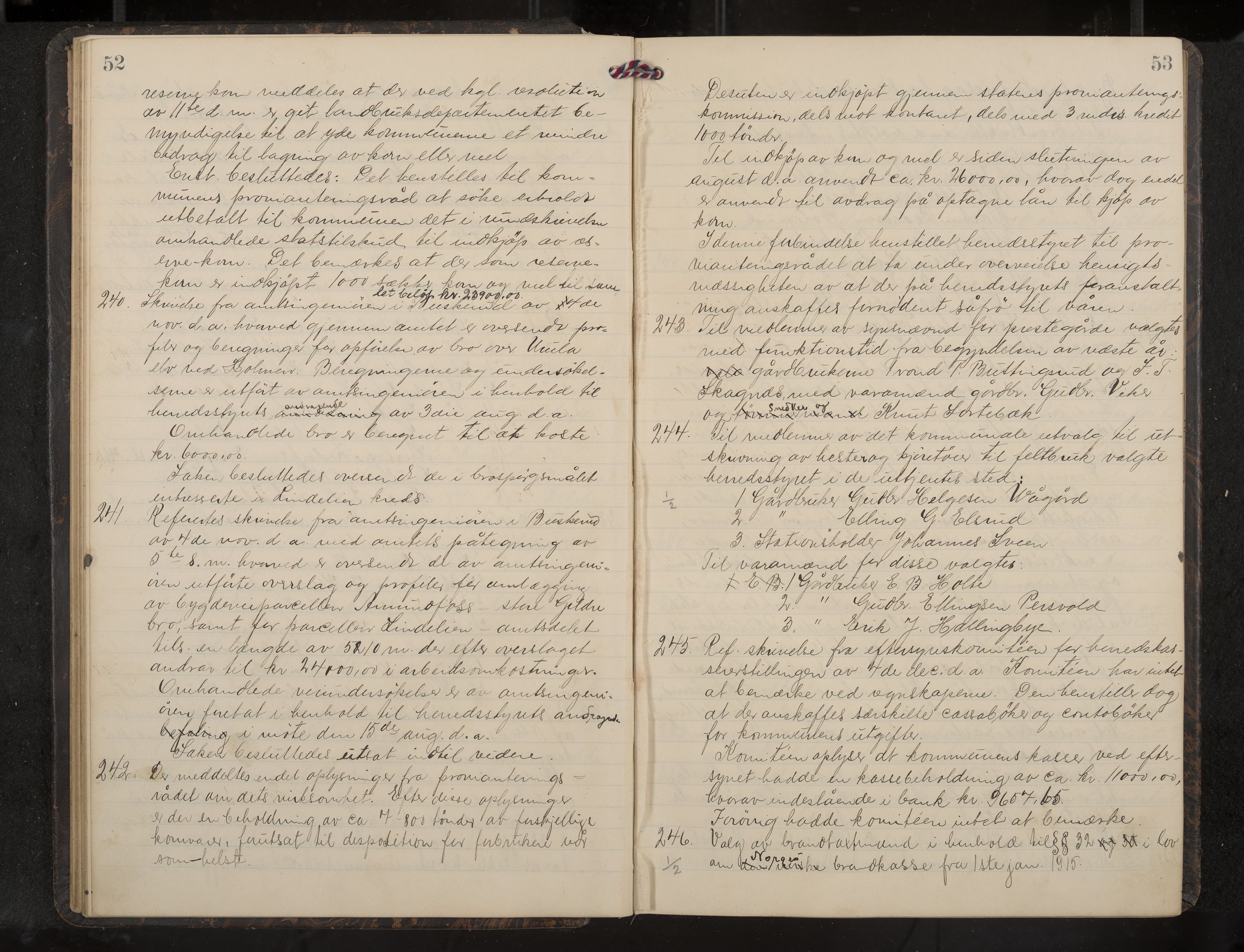 Ådal formannskap og sentraladministrasjon, IKAK/0614021/A/Aa/L0004: Møtebok, 1914-1918, p. 52-53