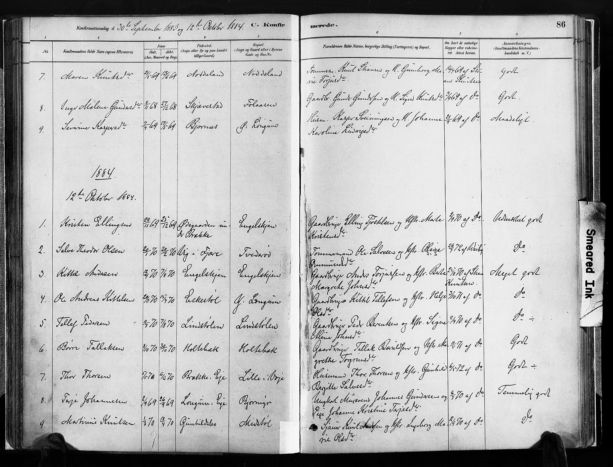 Austre Moland sokneprestkontor, SAK/1111-0001/F/Fa/Faa/L0010: Parish register (official) no. A 10, 1880-1904, p. 86