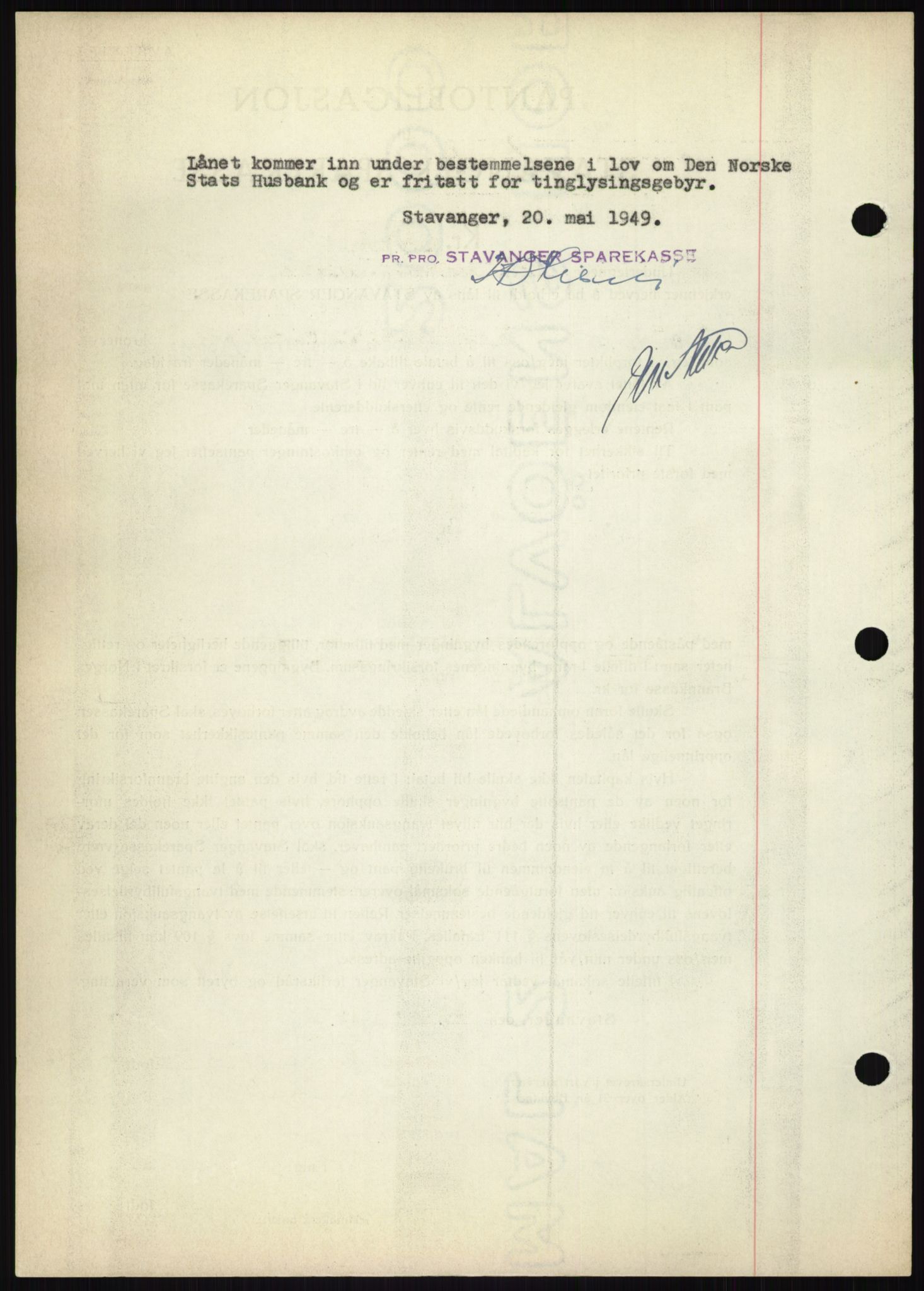 Stavanger byrett, AV/SAST-A-100455/002/G/Gb/L0032: Mortgage book, 1947-1950, Diary no: : 1141/1949