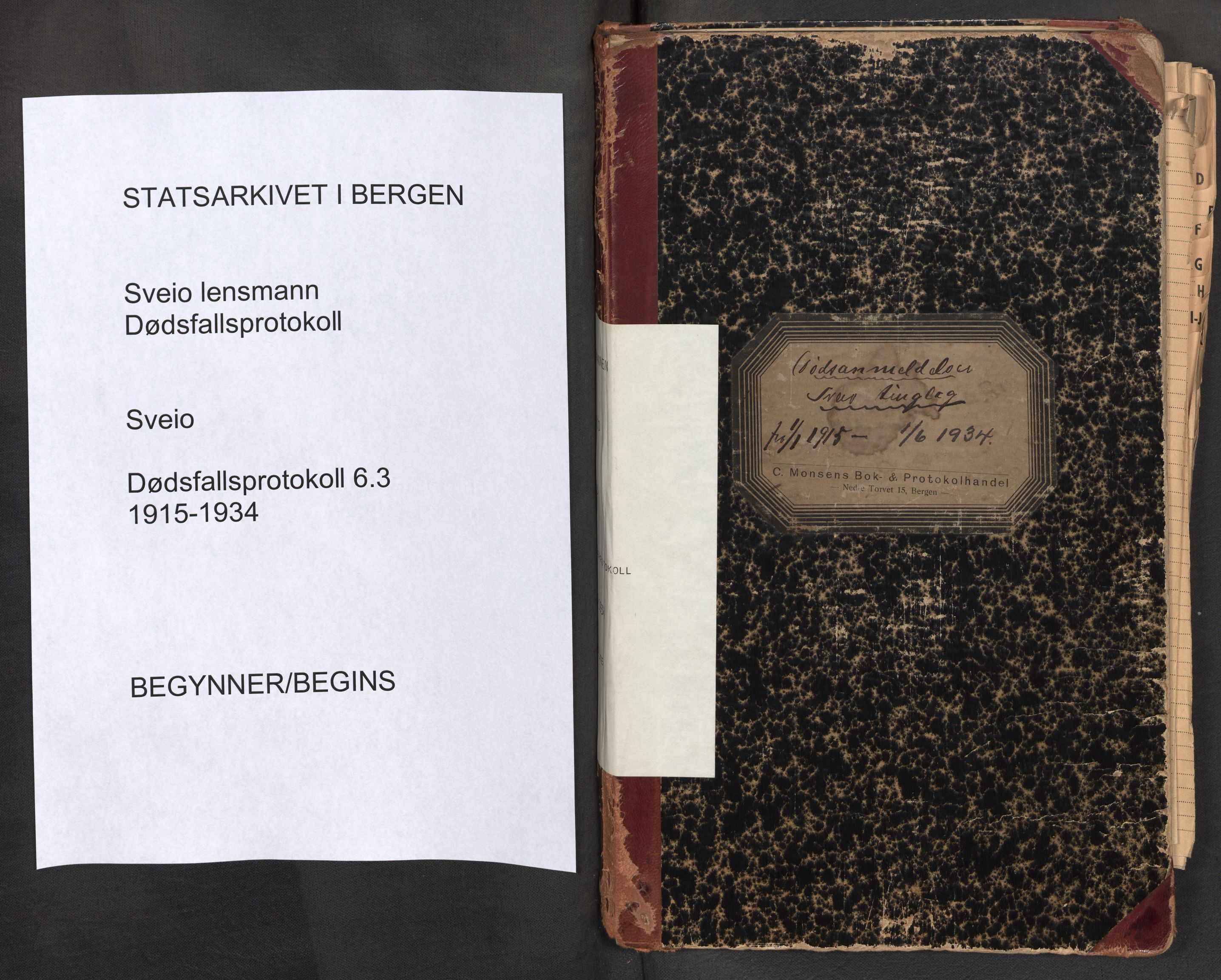 Lensmannen i Sveio, SAB/A-35301/0006/L0003: Dødsfallprotokoll, 1915-1934