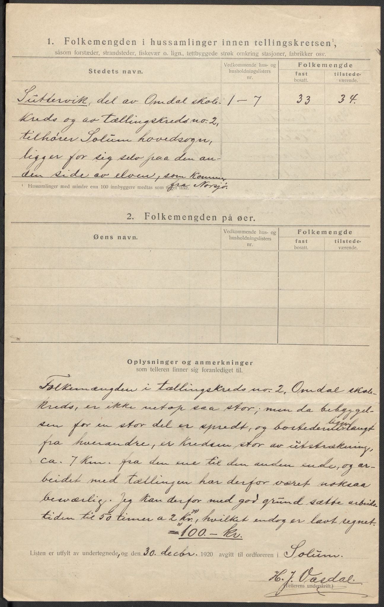 SAKO, 1920 census for Solum, 1920, p. 19