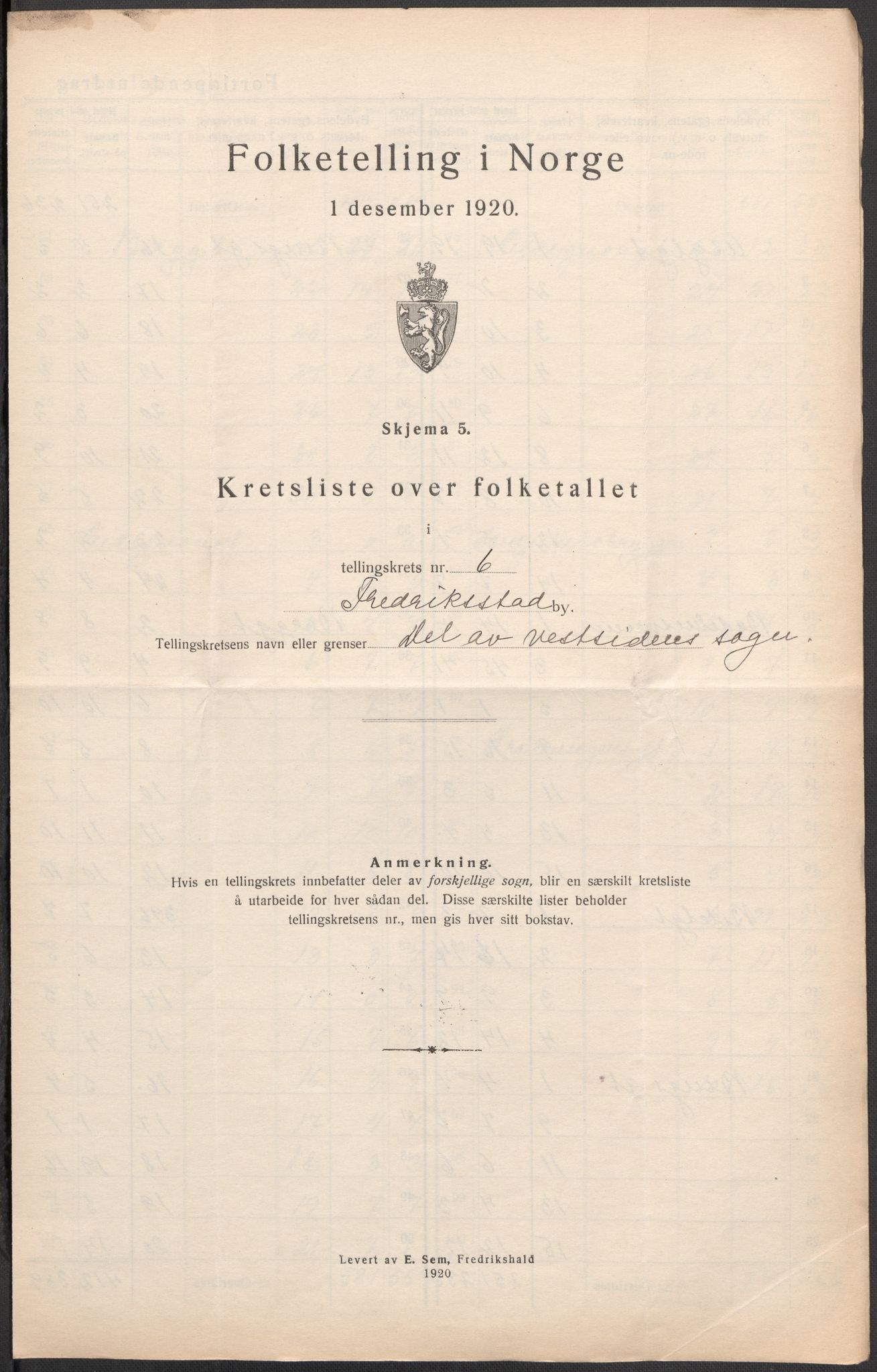 SAO, 1920 census for Fredrikstad, 1920, p. 20