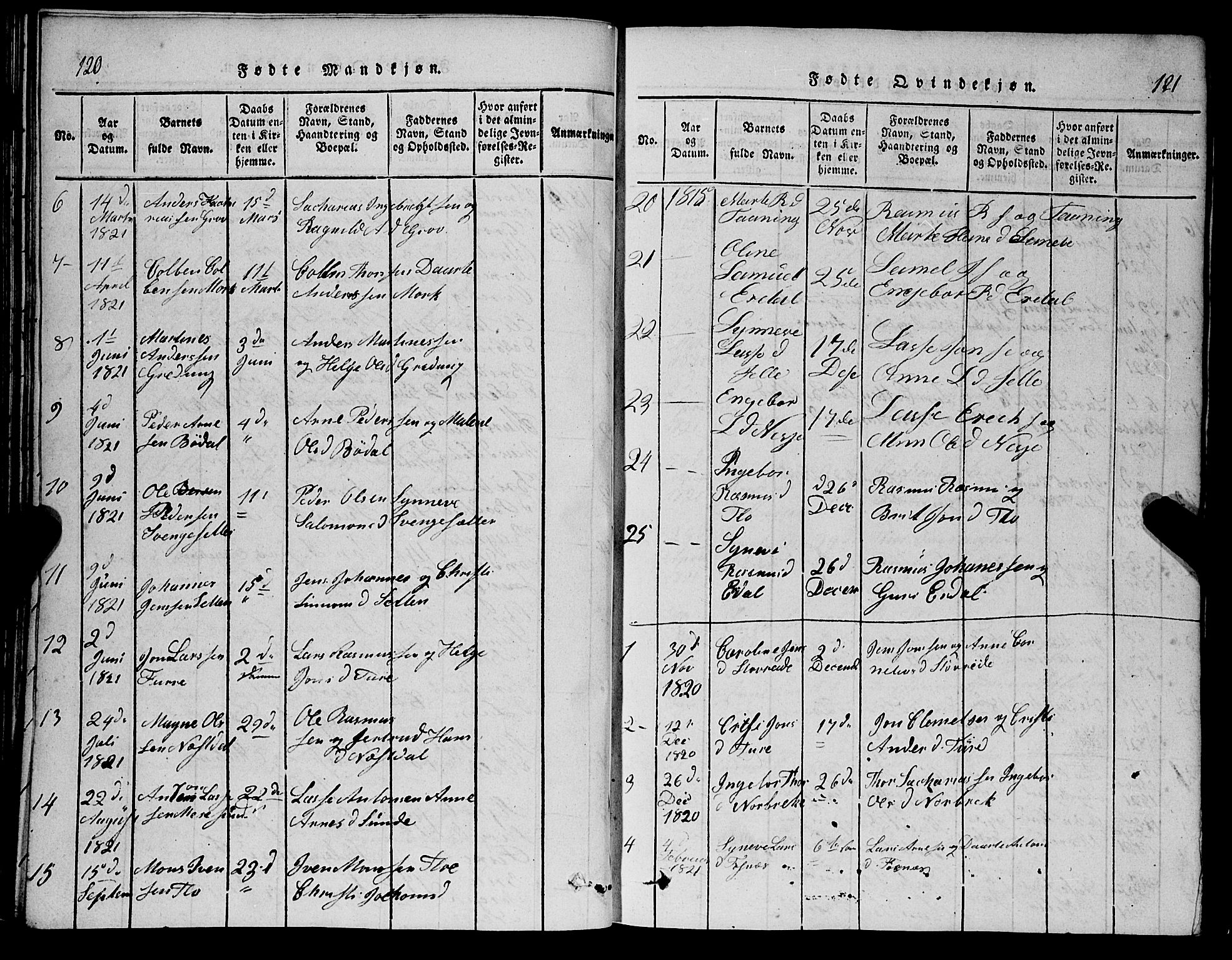 Stryn Sokneprestembete, AV/SAB-A-82501: Parish register (copy) no. C 1, 1801-1845, p. 120-121