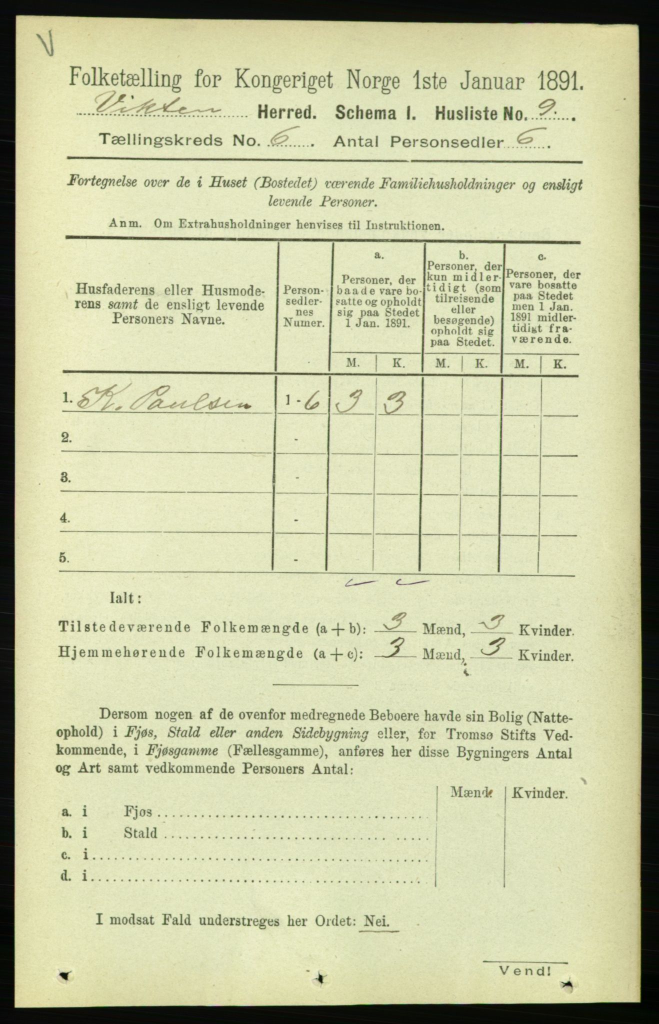 RA, 1891 census for 1750 Vikna, 1891, p. 3157