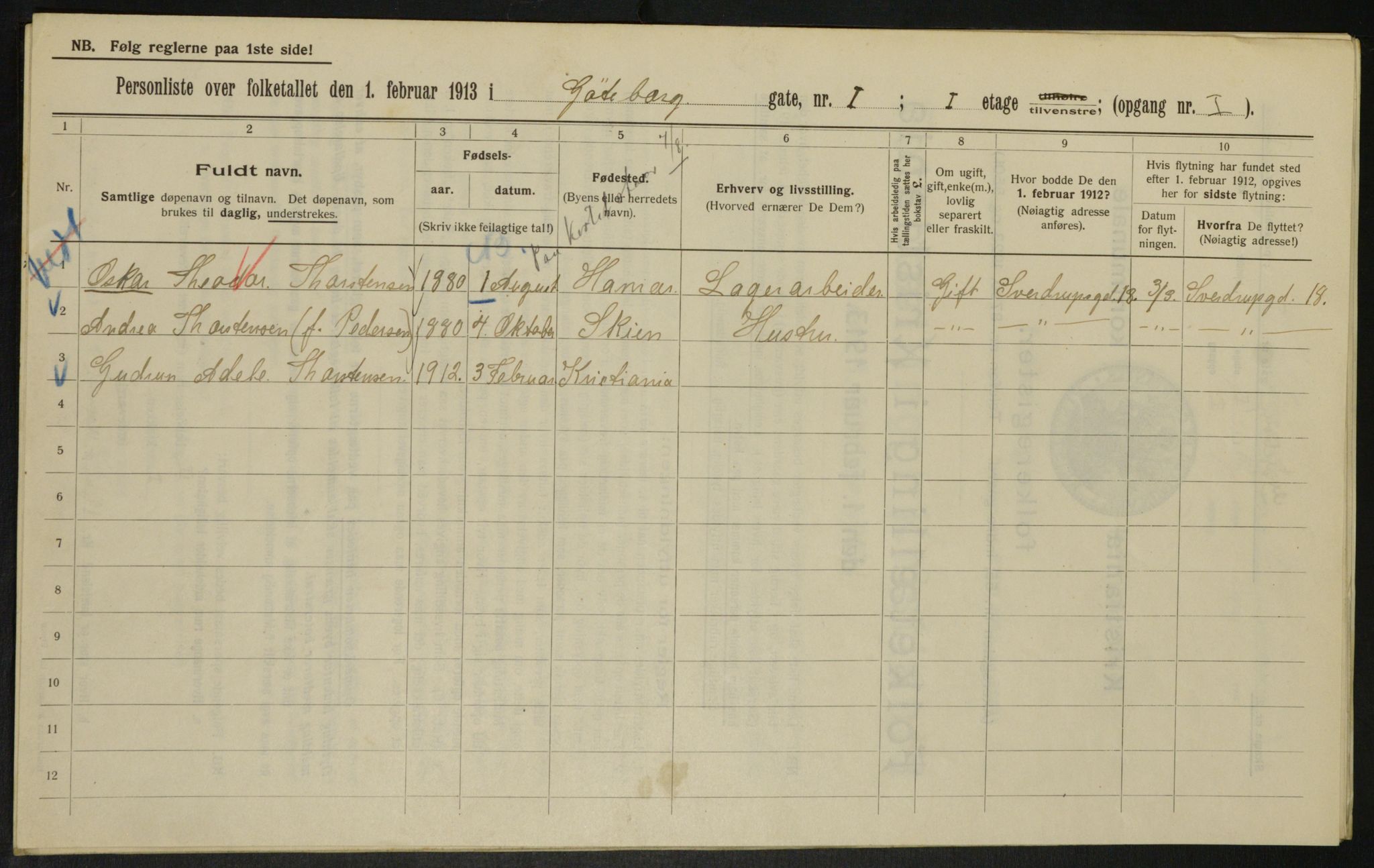 OBA, Municipal Census 1913 for Kristiania, 1913, p. 32773