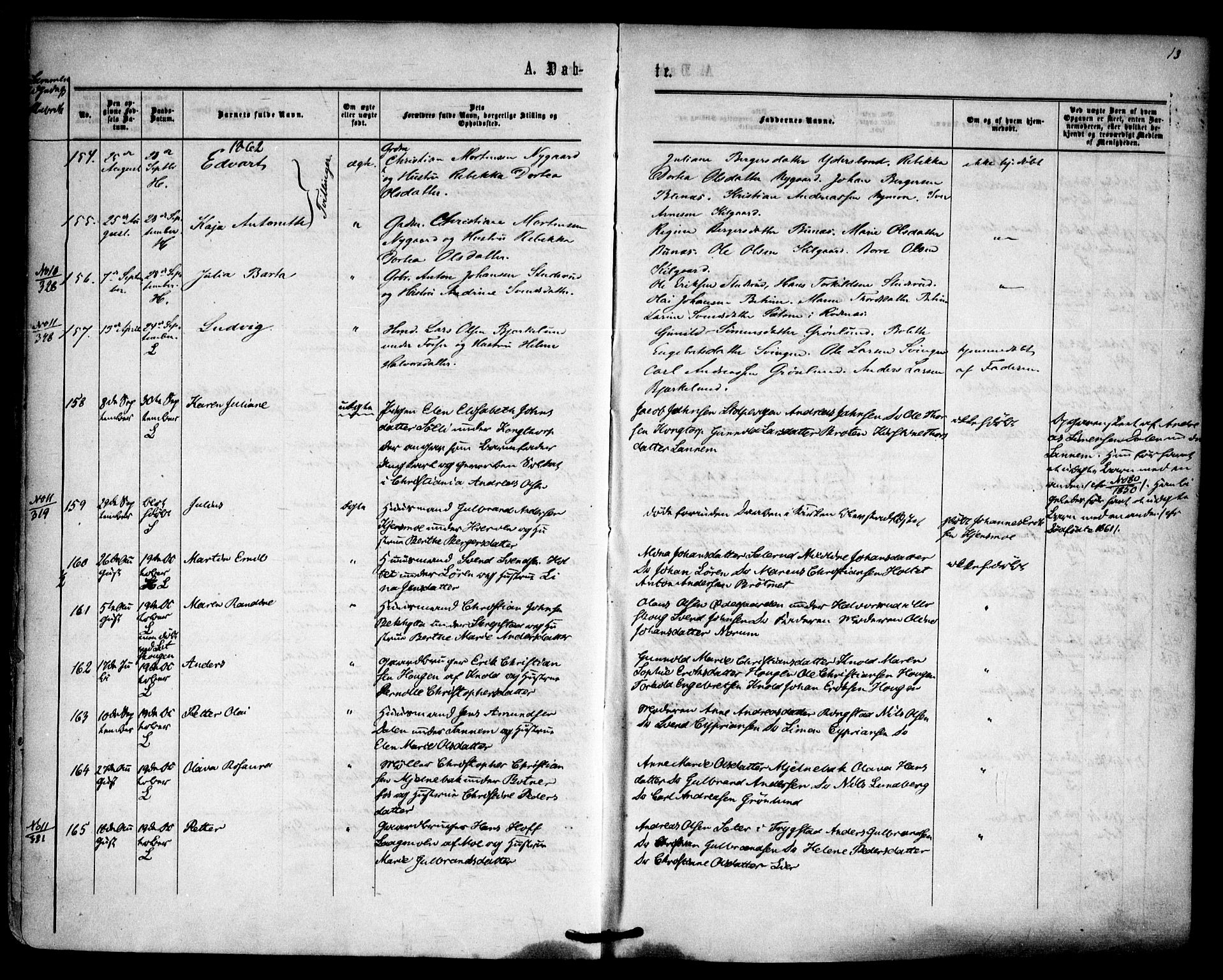Høland prestekontor Kirkebøker, SAO/A-10346a/F/Fa/L0011: Parish register (official) no. I 11, 1862-1869, p. 13