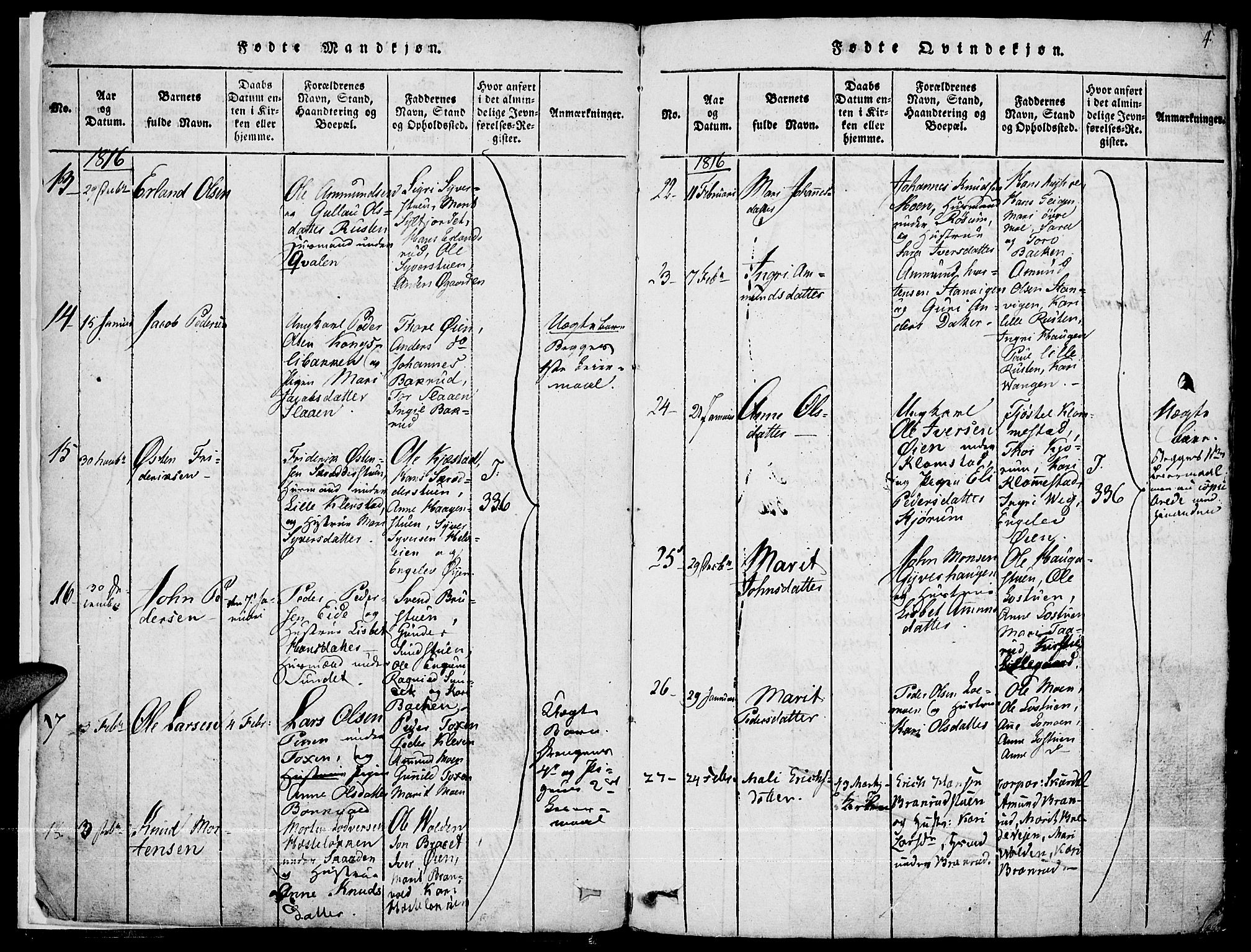 Fron prestekontor, SAH/PREST-078/H/Ha/Haa/L0002: Parish register (official) no. 2, 1816-1827, p. 4