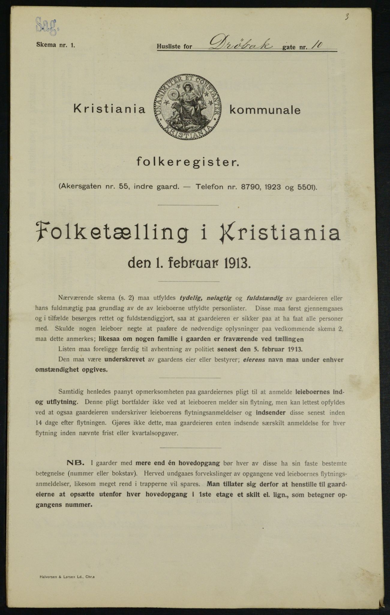 OBA, Municipal Census 1913 for Kristiania, 1913, p. 17484