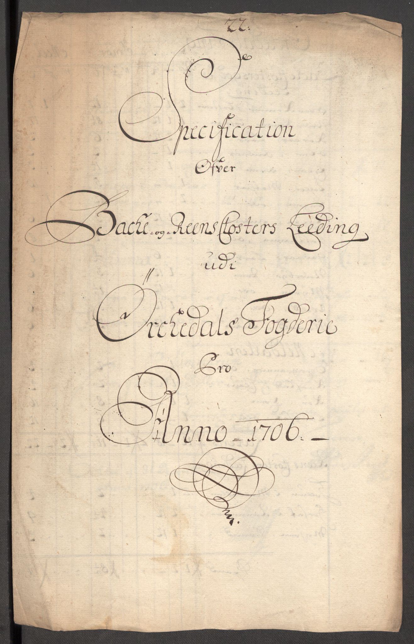 Rentekammeret inntil 1814, Reviderte regnskaper, Fogderegnskap, AV/RA-EA-4092/R60/L3956: Fogderegnskap Orkdal og Gauldal, 1706, p. 200