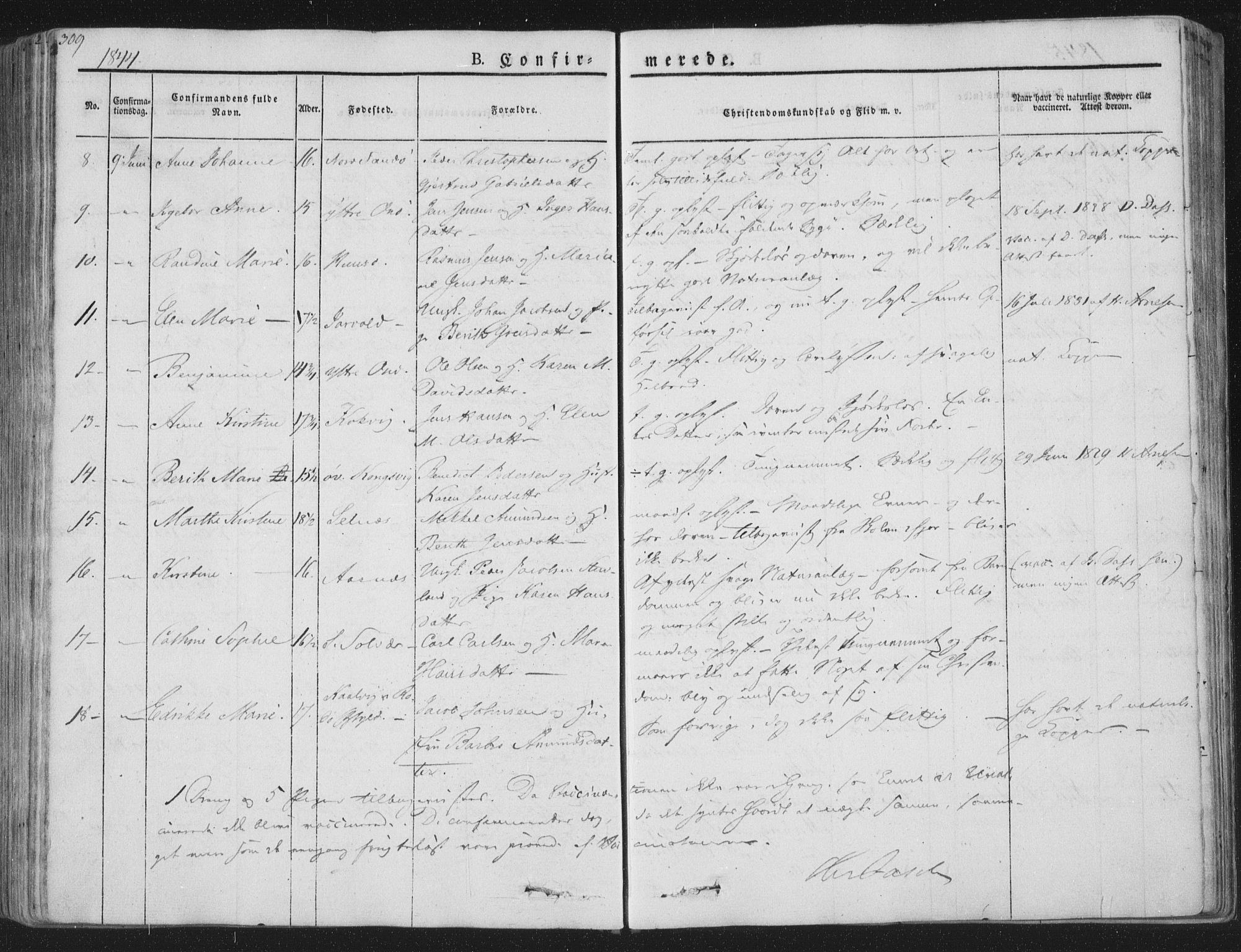 Ministerialprotokoller, klokkerbøker og fødselsregistre - Nordland, AV/SAT-A-1459/839/L0565: Parish register (official) no. 839A02, 1825-1862, p. 309