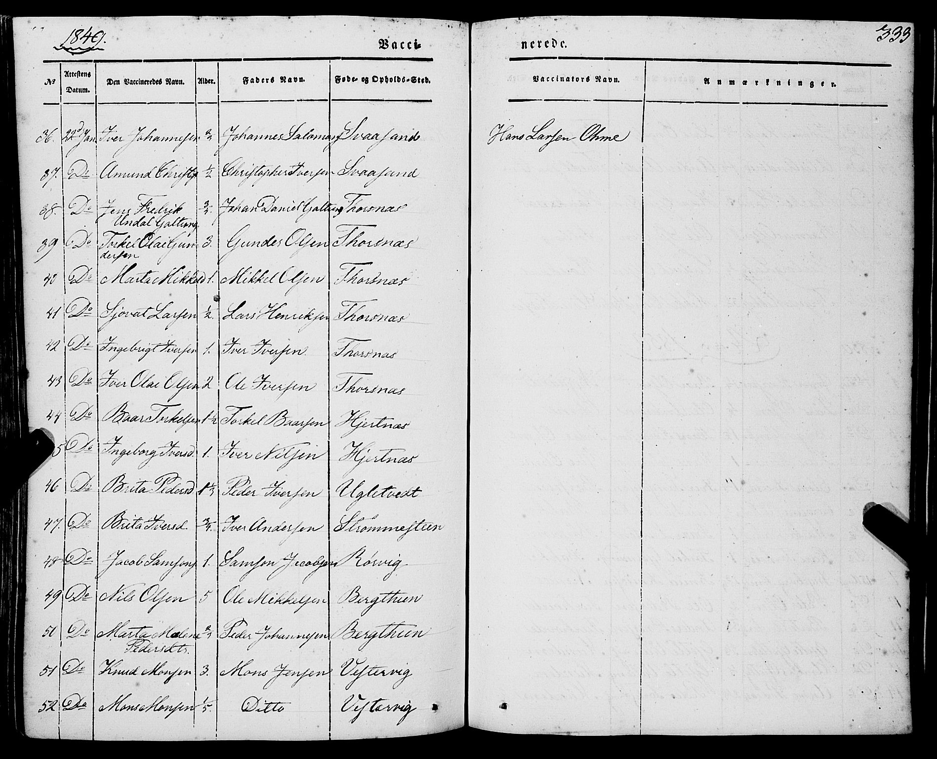 Strandebarm sokneprestembete, AV/SAB-A-78401/H/Haa: Parish register (official) no. A 7, 1844-1872, p. 333