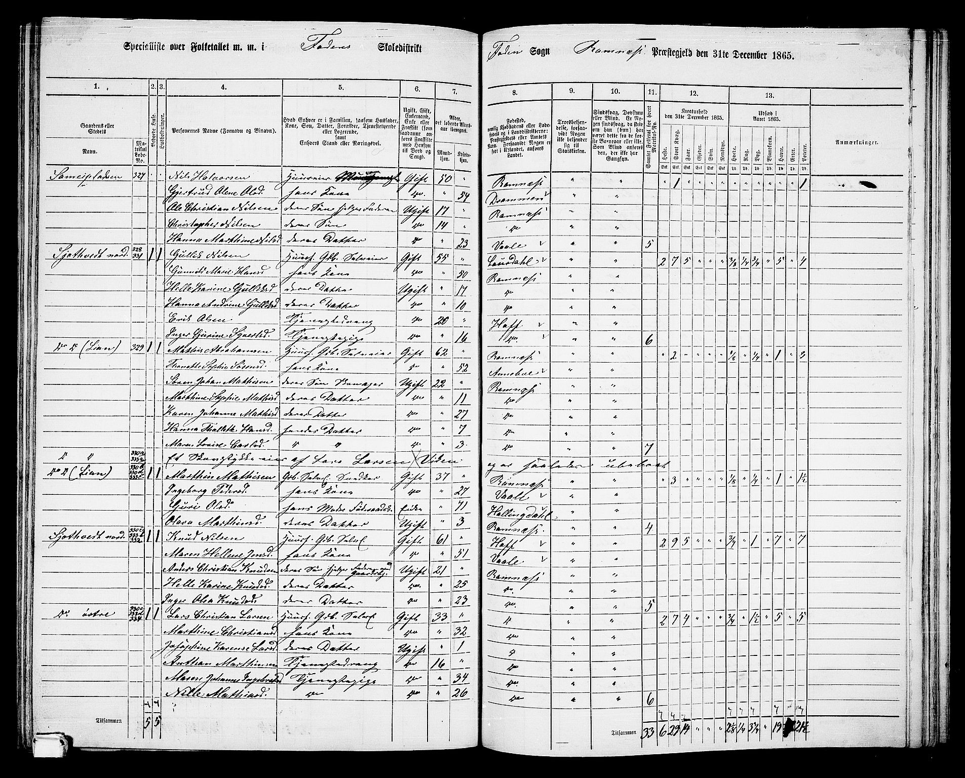 RA, 1865 census for Ramnes, 1865, p. 96