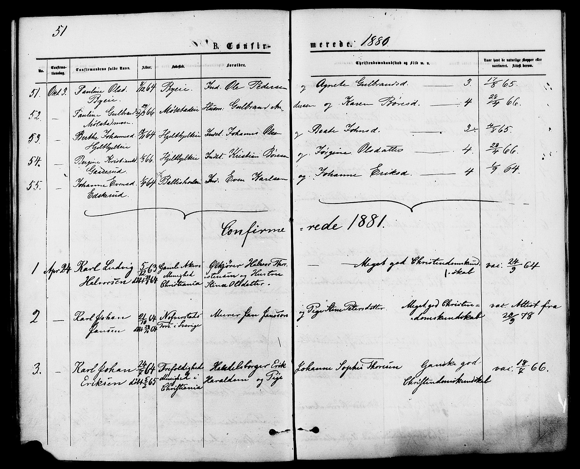 Nes prestekontor, Hedmark, SAH/PREST-020/K/Ka/L0006: Parish register (official) no. 6, 1873-1886, p. 51