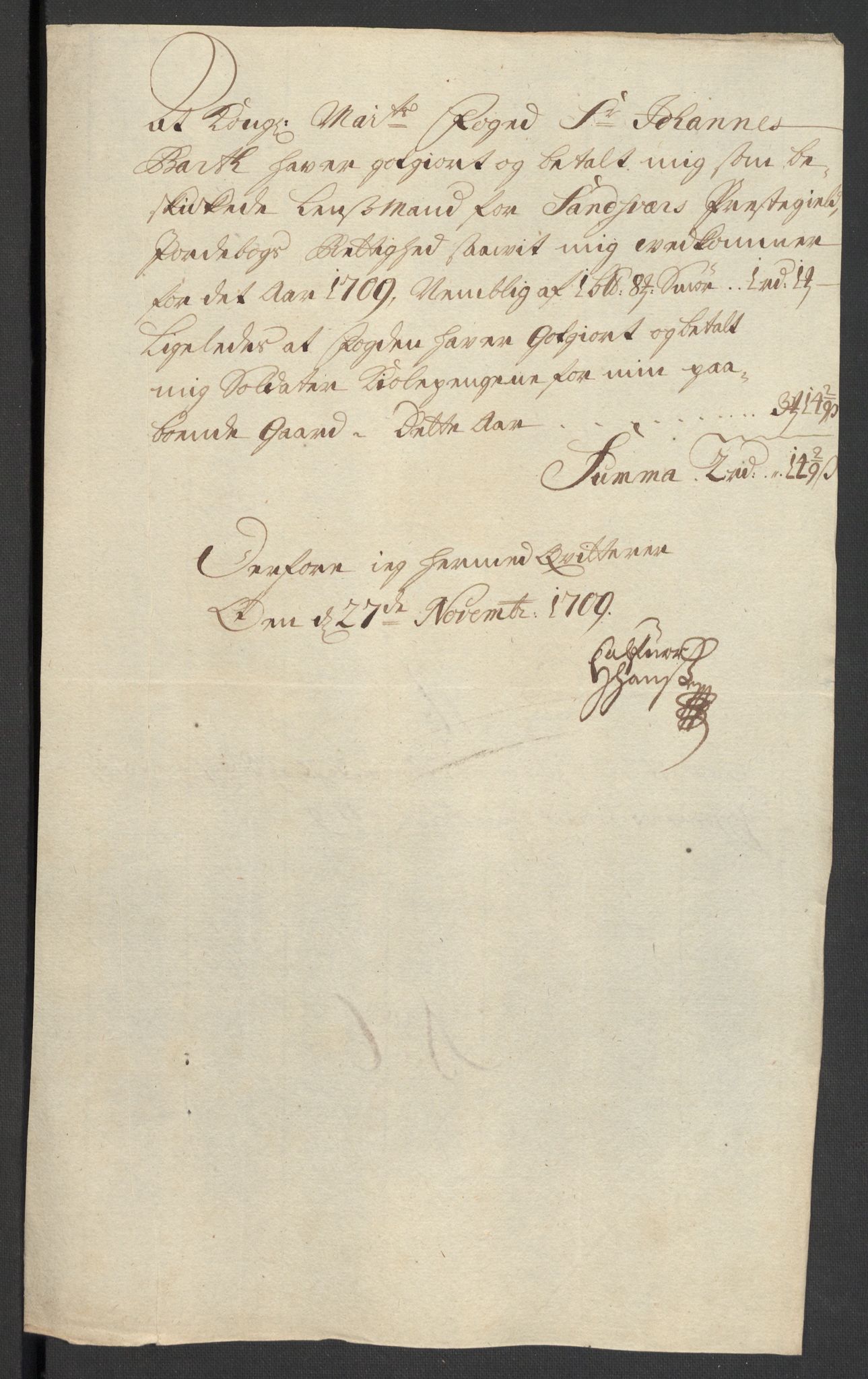 Rentekammeret inntil 1814, Reviderte regnskaper, Fogderegnskap, RA/EA-4092/R24/L1585: Fogderegnskap Numedal og Sandsvær, 1709-1710, p. 39