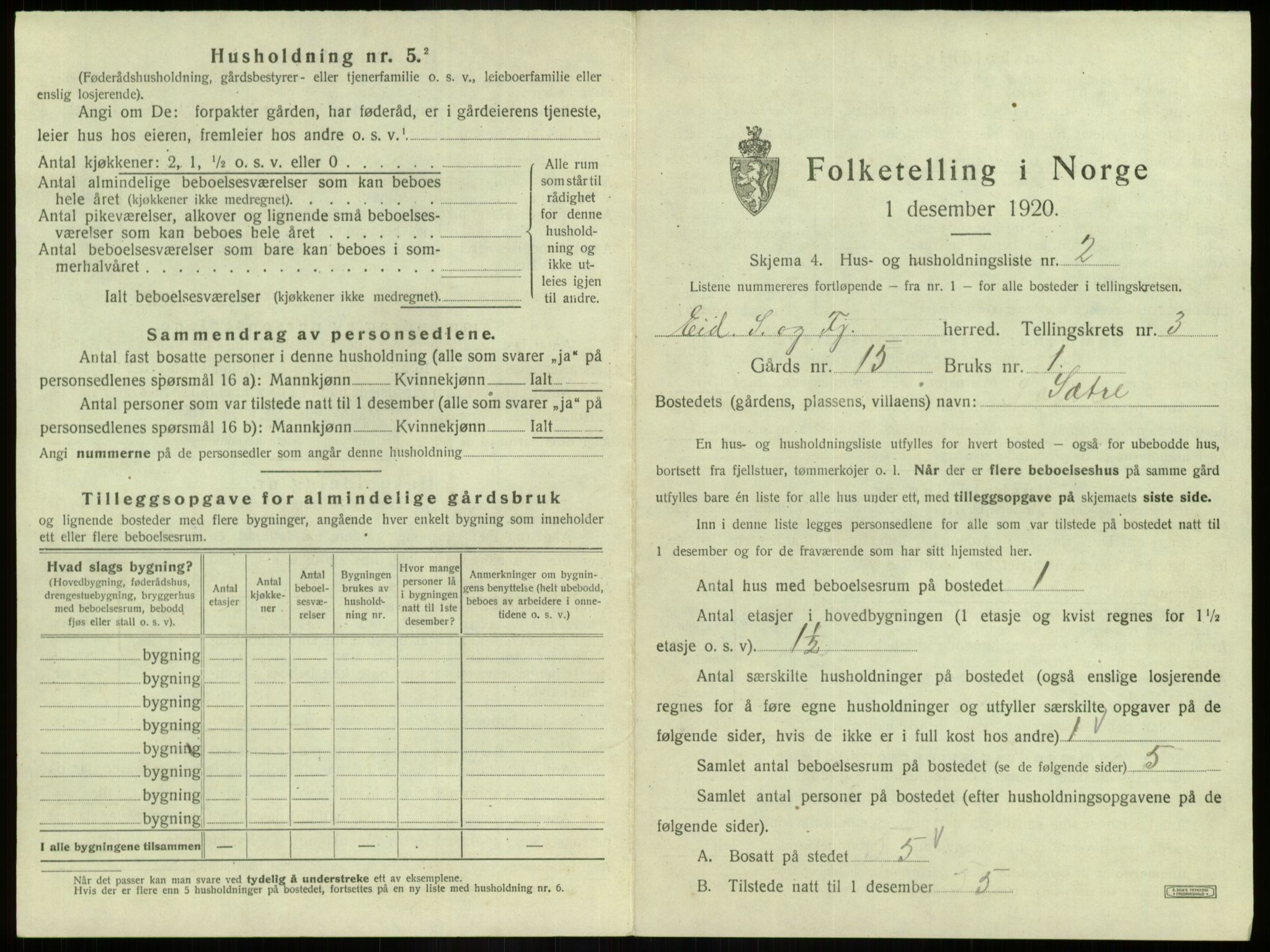 SAB, 1920 census for Eid, 1920, p. 175