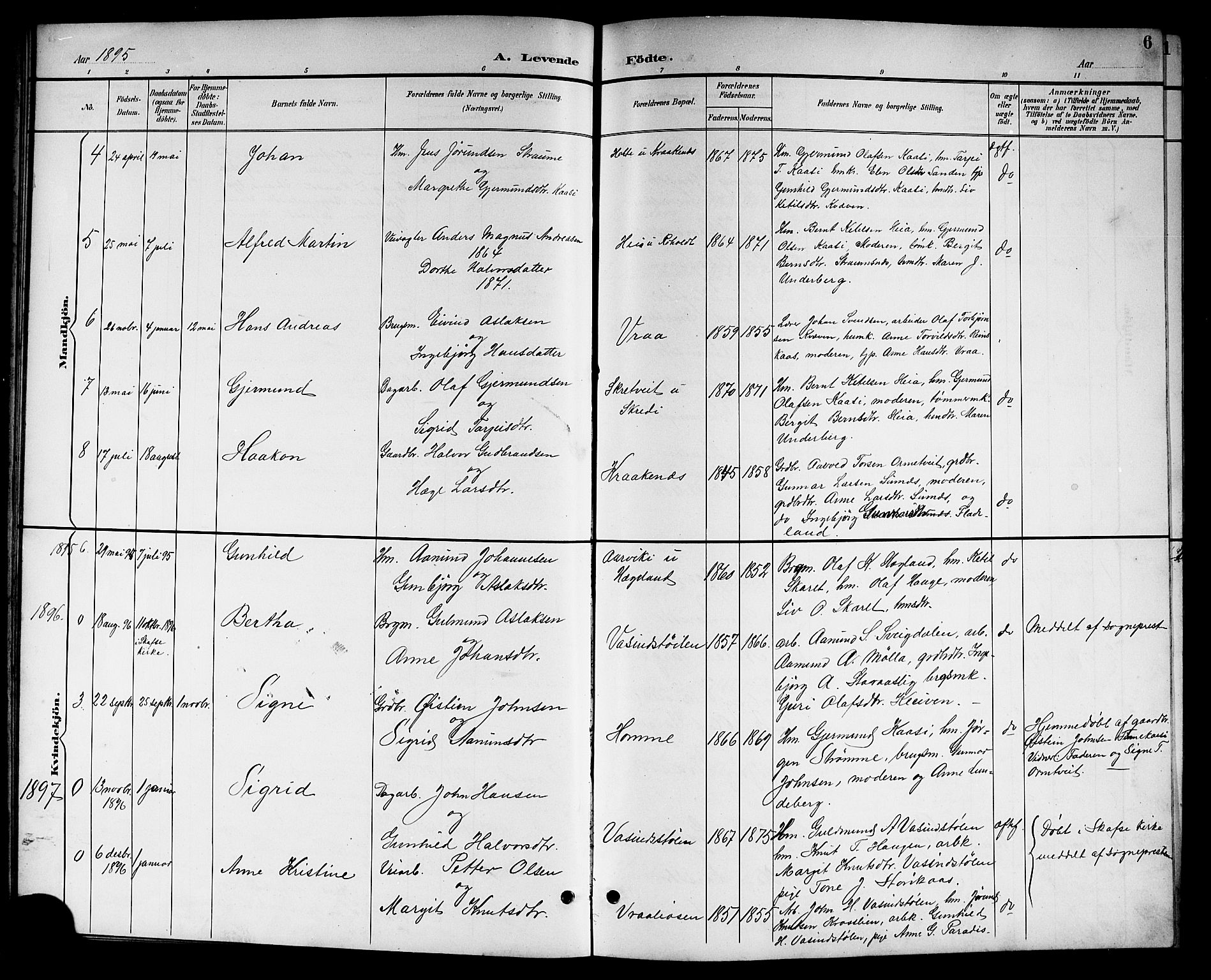 Kviteseid kirkebøker, SAKO/A-276/G/Gc/L0001: Parish register (copy) no. III 1, 1893-1916, p. 6