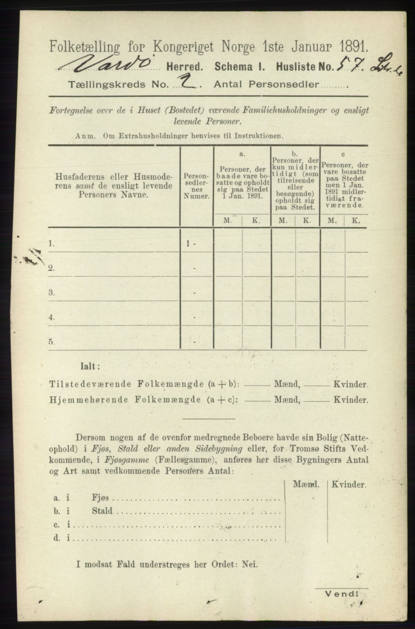 RA, 1891 census for 2028 Vardø, 1891, p. 278