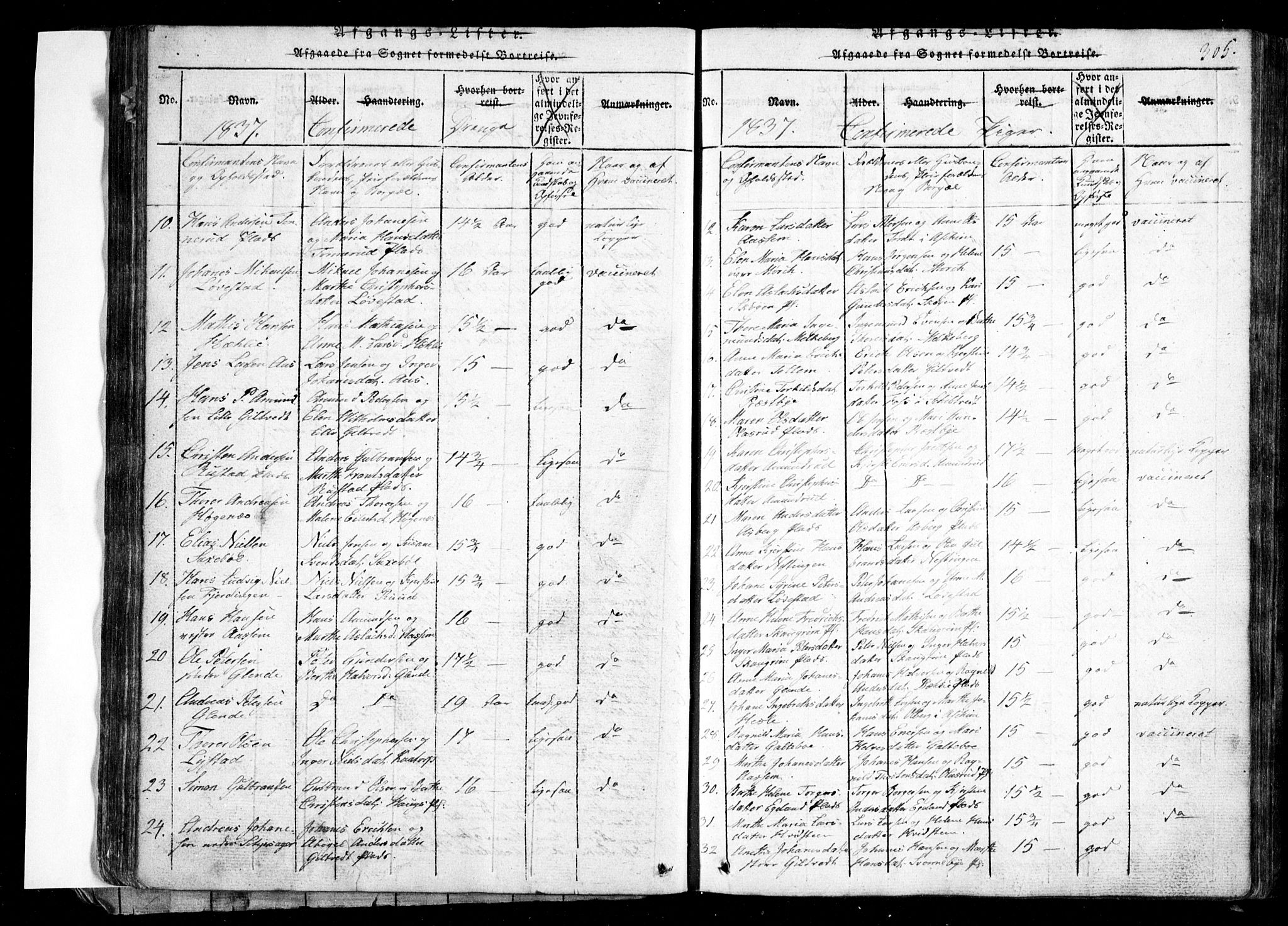 Spydeberg prestekontor Kirkebøker, AV/SAO-A-10924/G/Ga/L0001: Parish register (copy) no. I 1, 1814-1868, p. 305