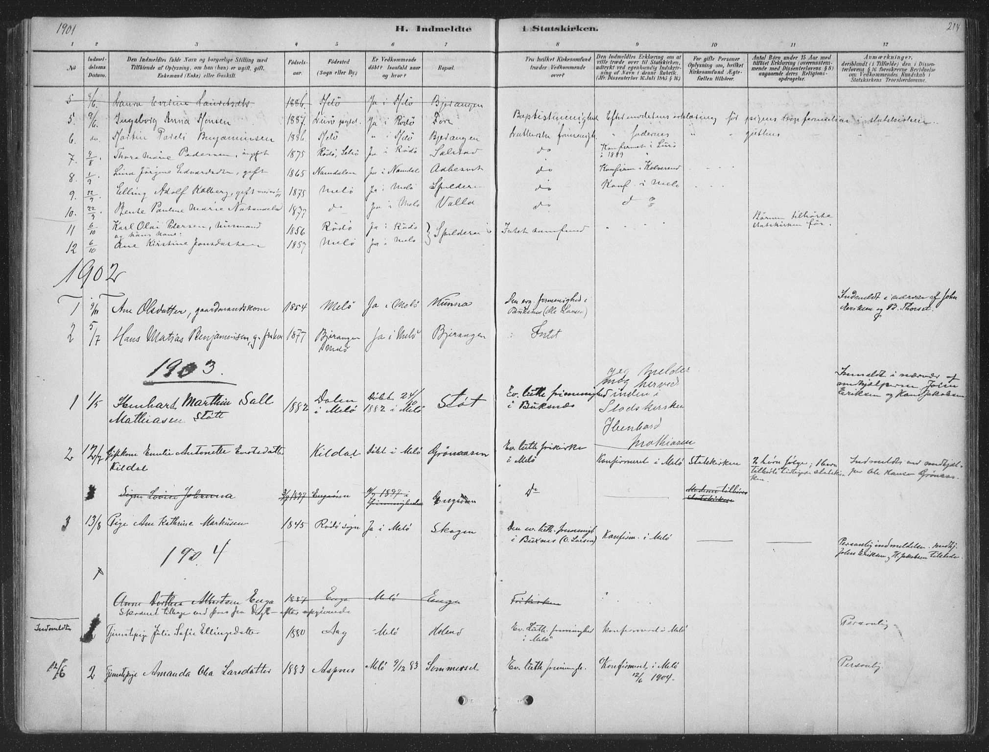 Ministerialprotokoller, klokkerbøker og fødselsregistre - Nordland, SAT/A-1459/843/L0627: Parish register (official) no. 843A02, 1878-1908, p. 214