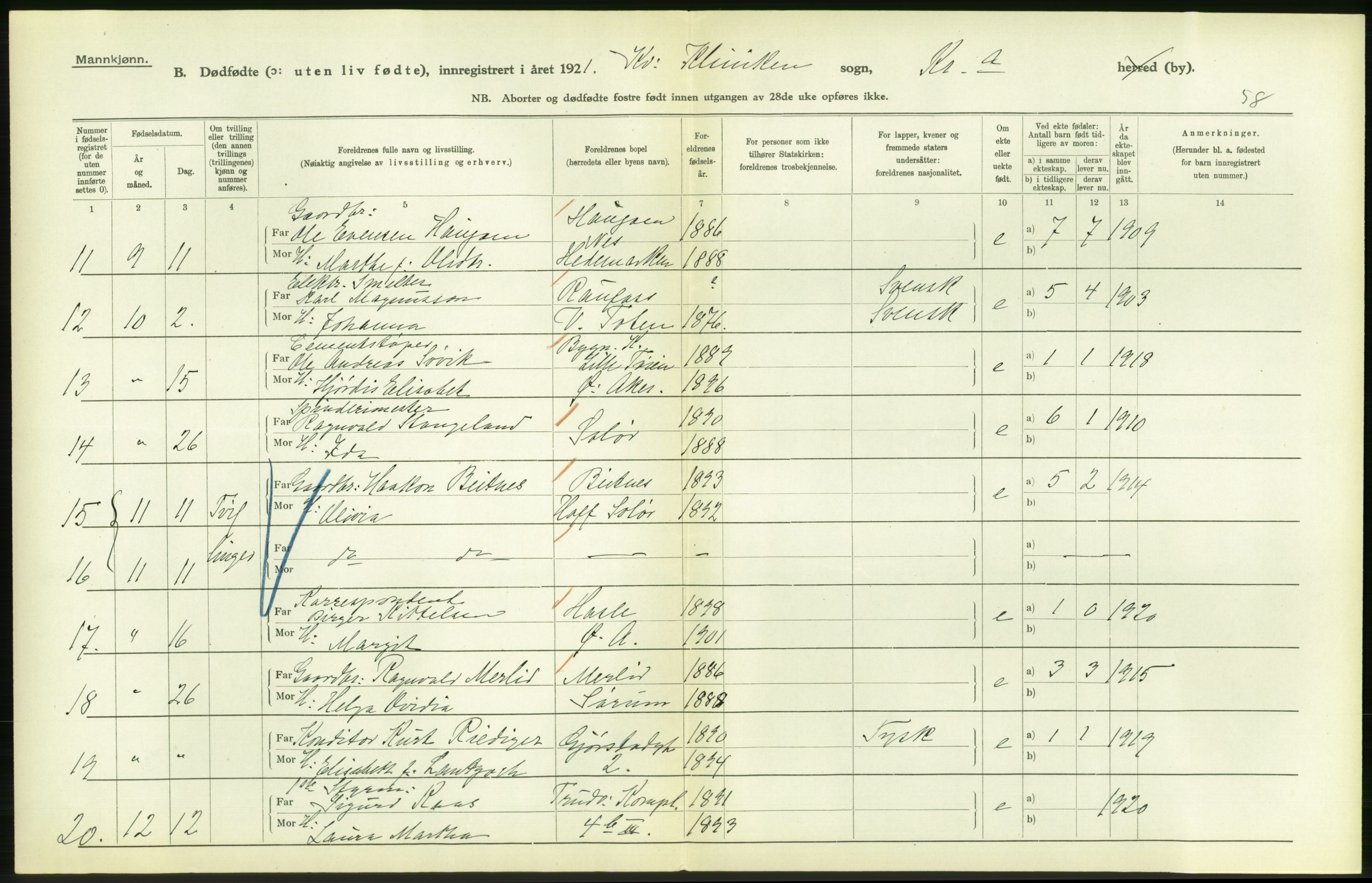 Statistisk sentralbyrå, Sosiodemografiske emner, Befolkning, AV/RA-S-2228/D/Df/Dfc/Dfca/L0013: Kristiania: Døde, dødfødte, 1921, p. 590