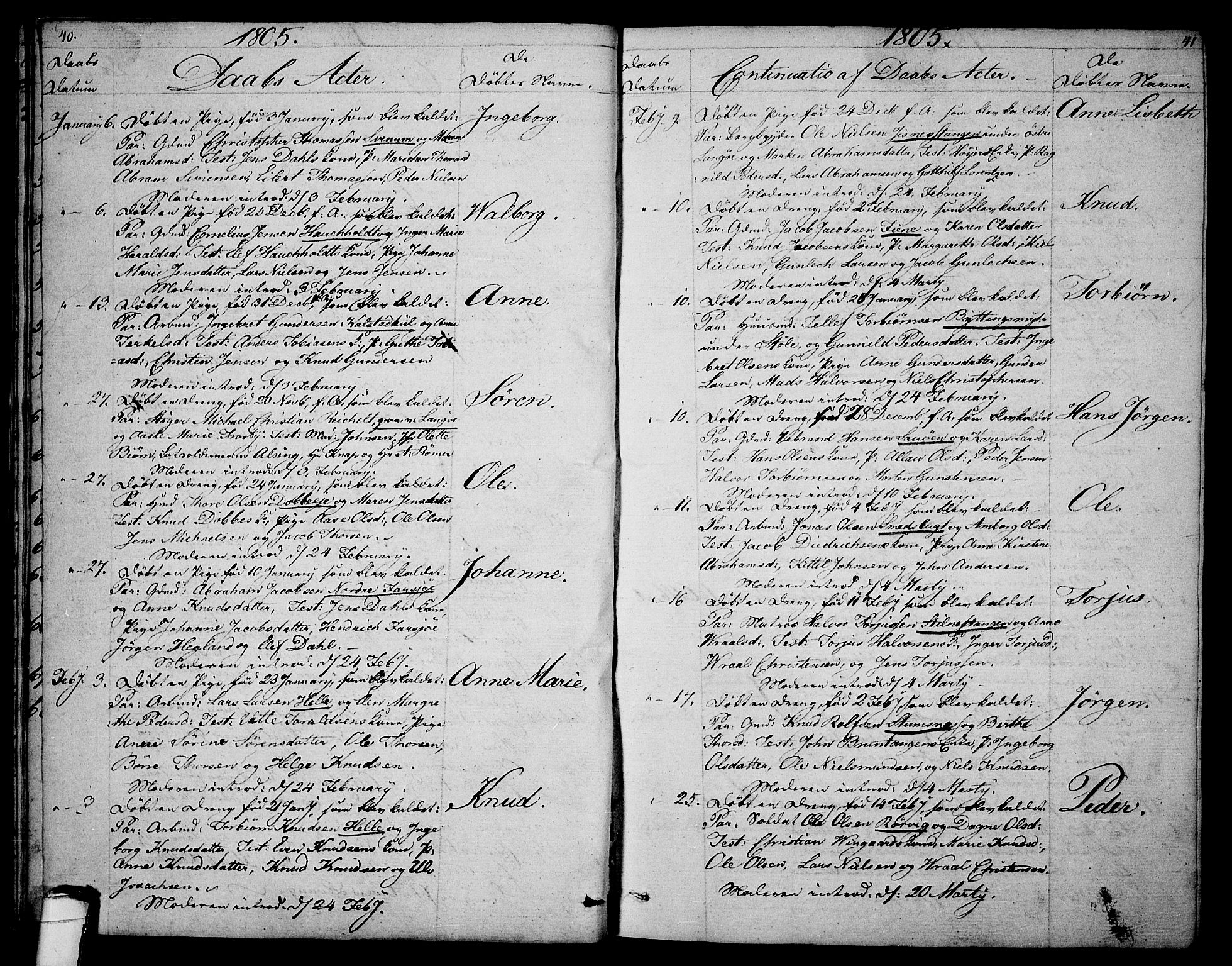 Sannidal kirkebøker, SAKO/A-296/F/Fa/L0003: Parish register (official) no. 3, 1803-1813, p. 40-41